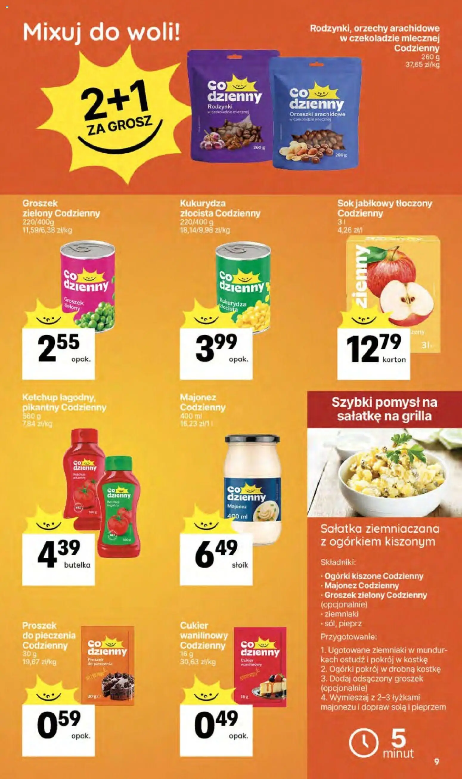 Delikatesy Centrum gazetka od 23.04.2026 | Strona: 9 | Produkty: Sok jabłkowy tłoczony, Orzechy arachidowe, Cukier, Pieprz