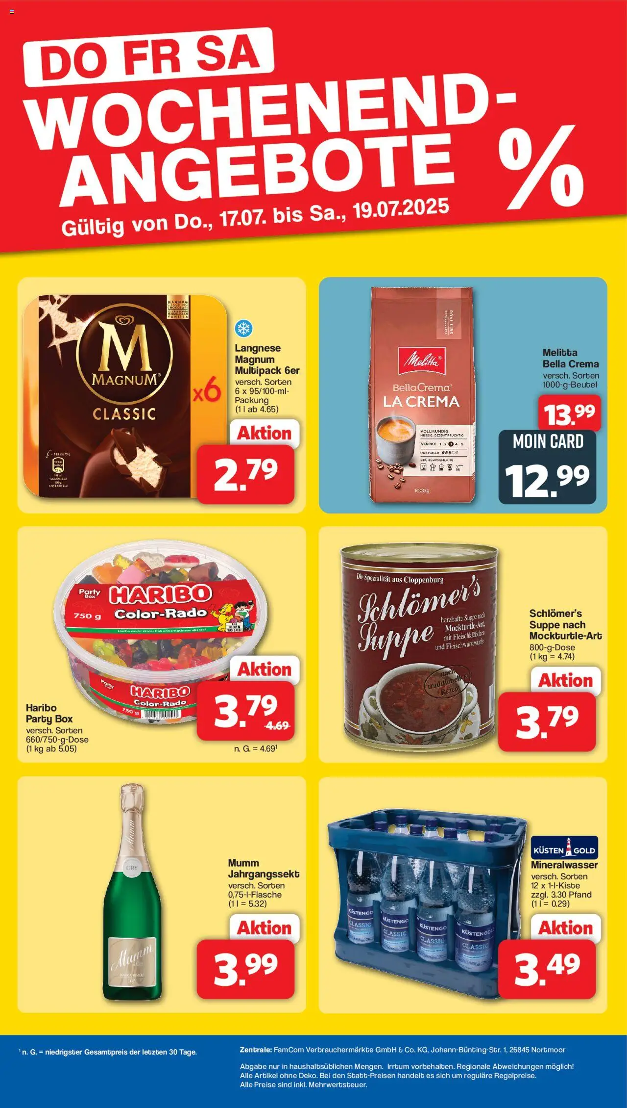 Famila Nordwest   Wochenend-angebote - gültig ab dem 17.07.2025 | Seite: 2 | Produkte: Melitta, Langnese, Haribo, Mineralwasser