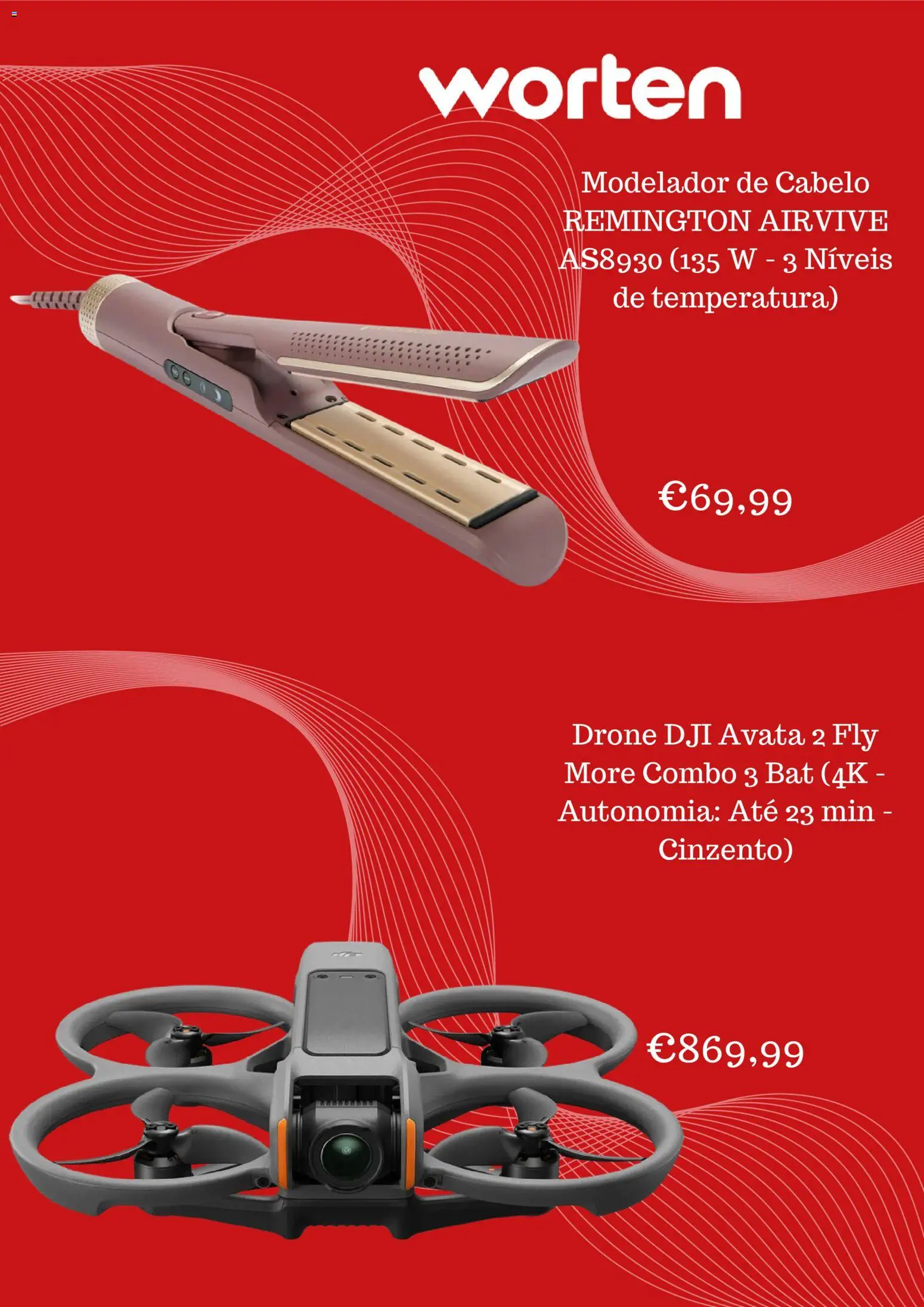 Worten Promoções │ válido de 19.04.2026 | Página: 4 | Produtos: Drone, Modelador de cabelo