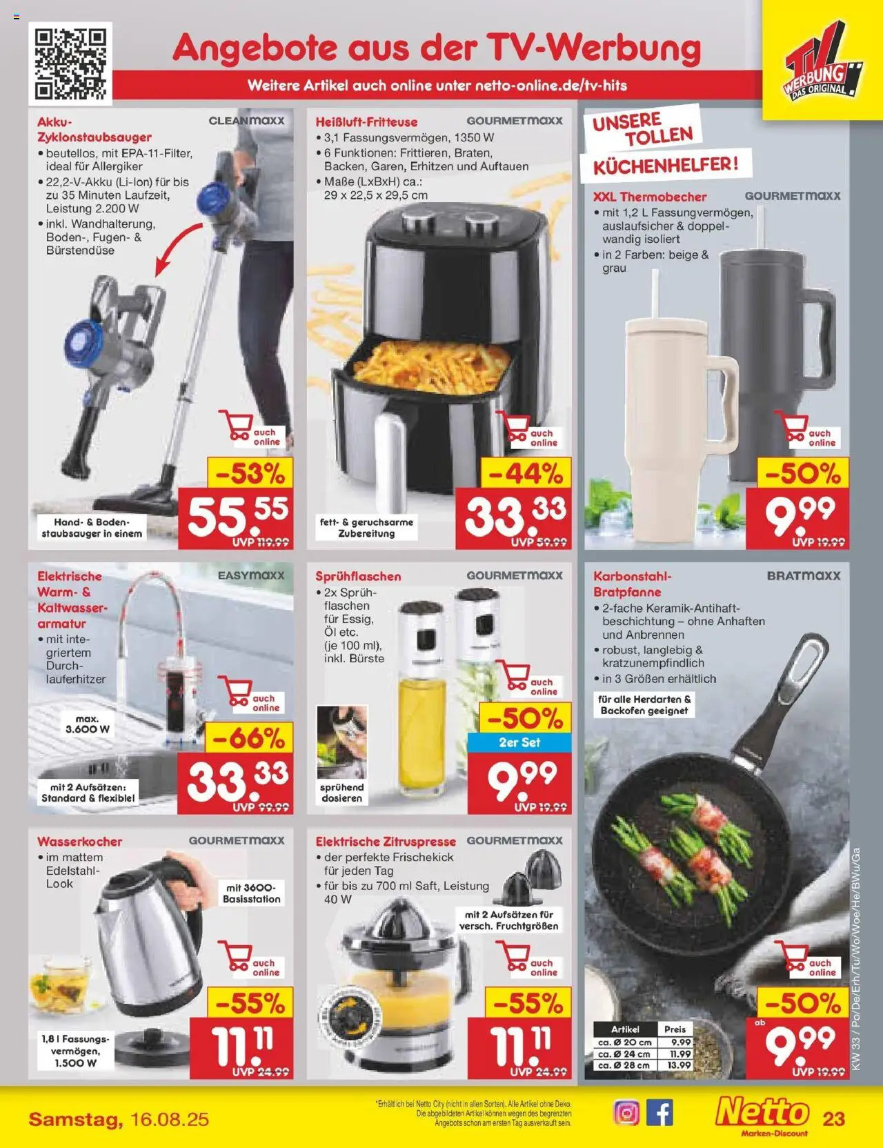 Netto Marken-Discount prospekt Lahnau	 - gültig ab dem 10.08.2025 | Seite: 35 | Produkte: Wasserkocher, Staubsauger, Bürste, Heißluftfritteuse