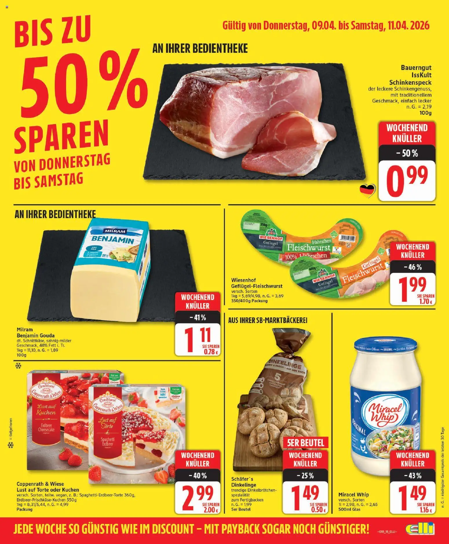 Elli Markt Prospekt Schloß Holte – gültig ab 07.04.2026 | Seite: 15 | Produkte: Hahnchen, Tisch, Milram, Kuchen