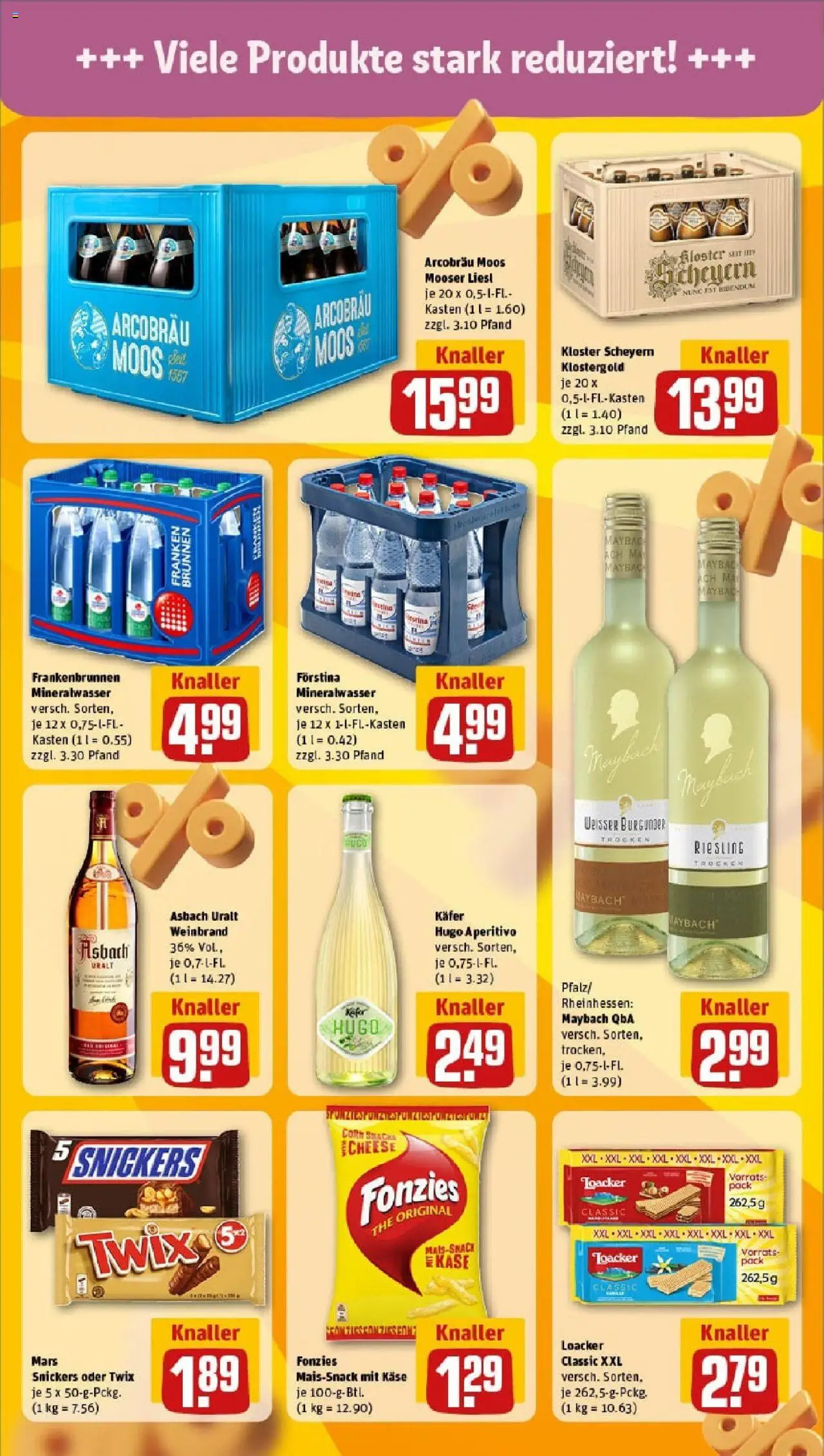 Rewe prospekt Hirschaid	 - gültig ab dem 22.06.2025 | Seite: 19 | Produkte: Mineralwasser, Snickers, Hugo, Asbach