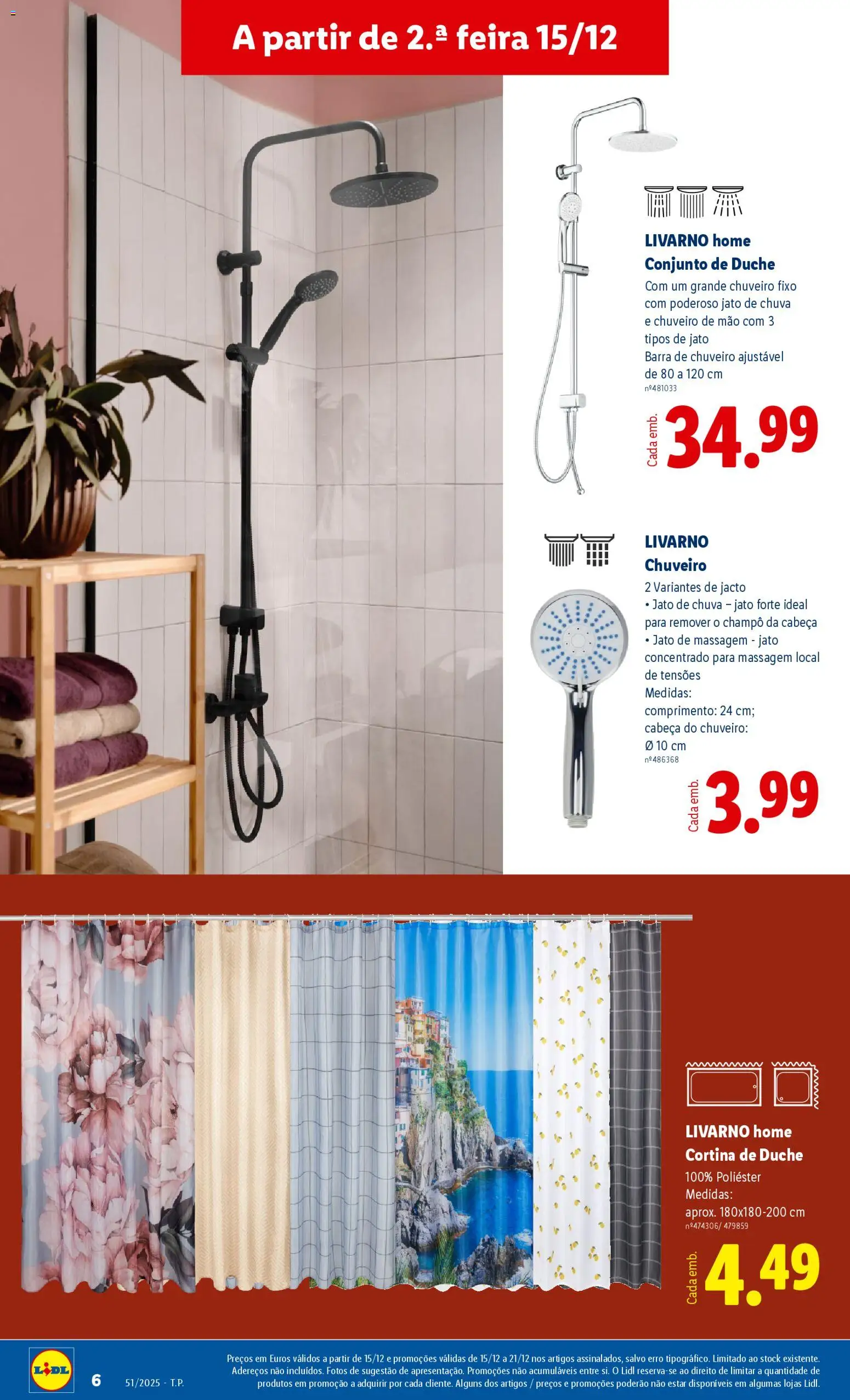 Lidl Novidades │ válido de 15.12.2025 | Página: 6 | Produtos: Chuveiro, Cortina