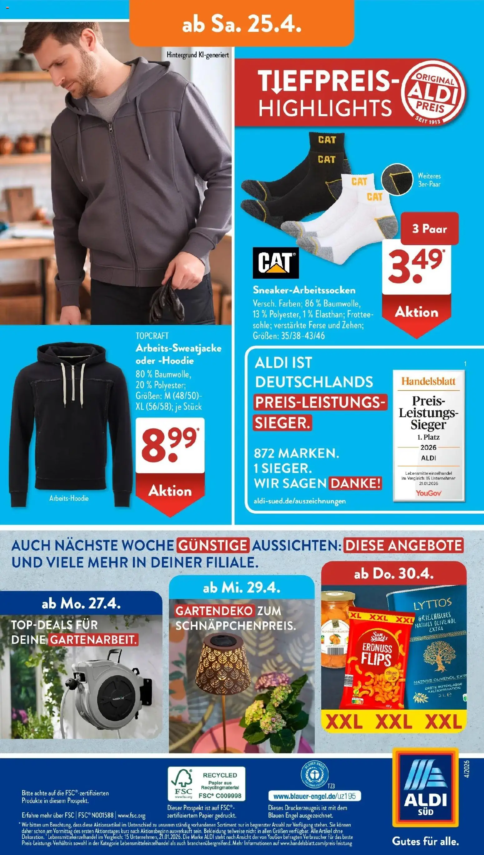 Aldi Süd Aktuelle Wochenangebote – gültig ab 20.04.2026 | Seite: 28 | Produkte: Hoodie, Olivenol, Orangen, Bekleidung