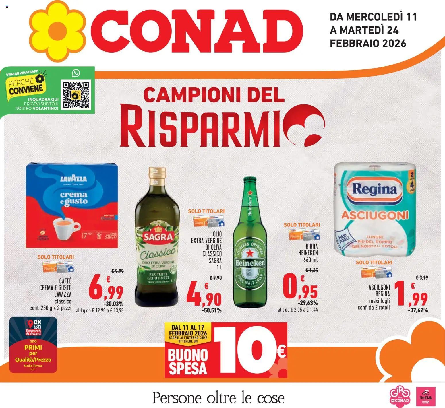 Volantino Conad del 11.02.2026 | Pagina: 1 | Prodotti: Caffè, Birra, Lavazza, Heineken