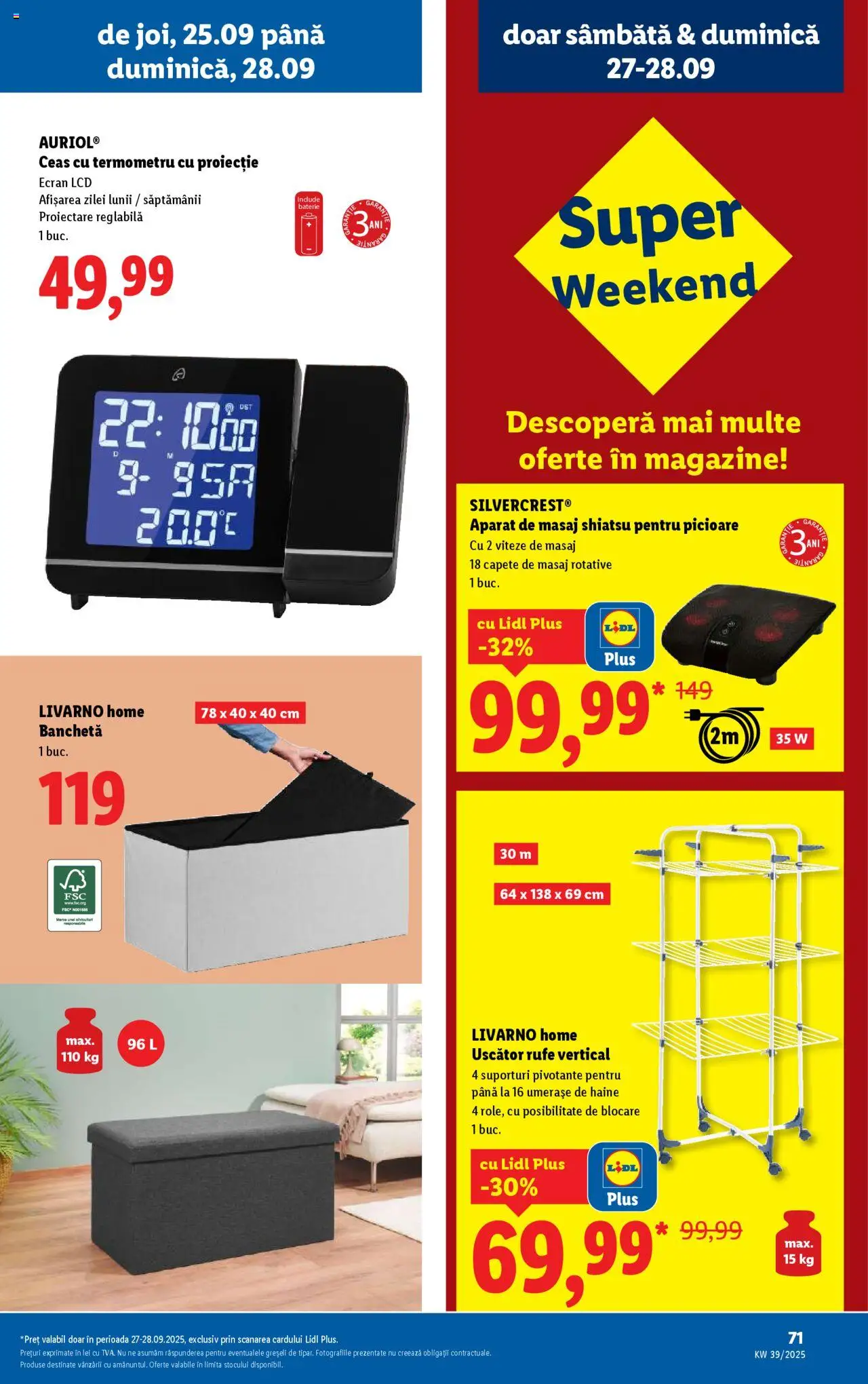 Noul catalog Lidl – valabil de la 22.09.2025 | Pagină: 71 | Produse: Uscător, Termometru, Uscător rufe, Baterie