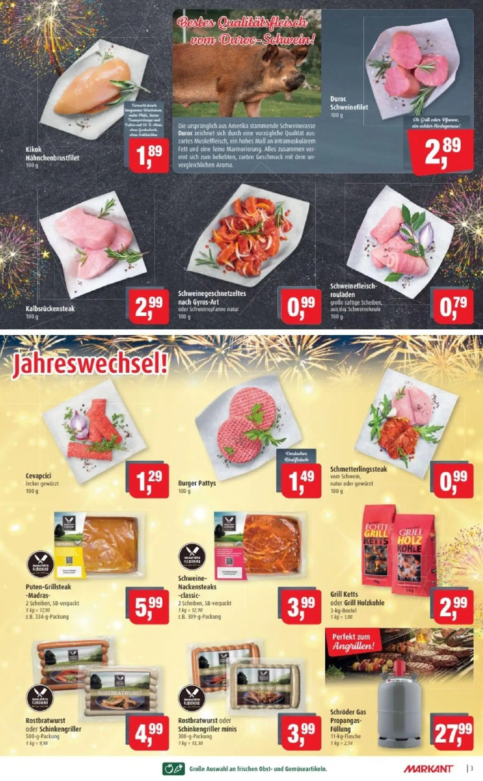 Markant Prospekt 	 – gültig ab 29.12.2025 | Seite: 3 | Produkte: Nackensteaks, Grill, Schweinefilet, Rindfleisch