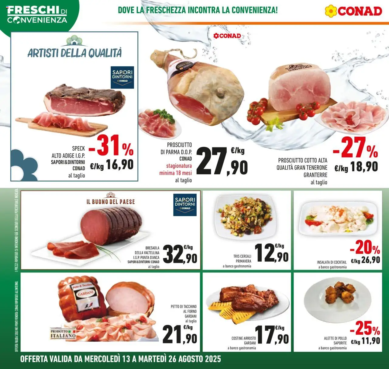 Volantino Conad del 13.08.2025 | Pagina: 10 | Prodotti: Speck, Prosciutto di Parma, Bresaola, Prosciutto