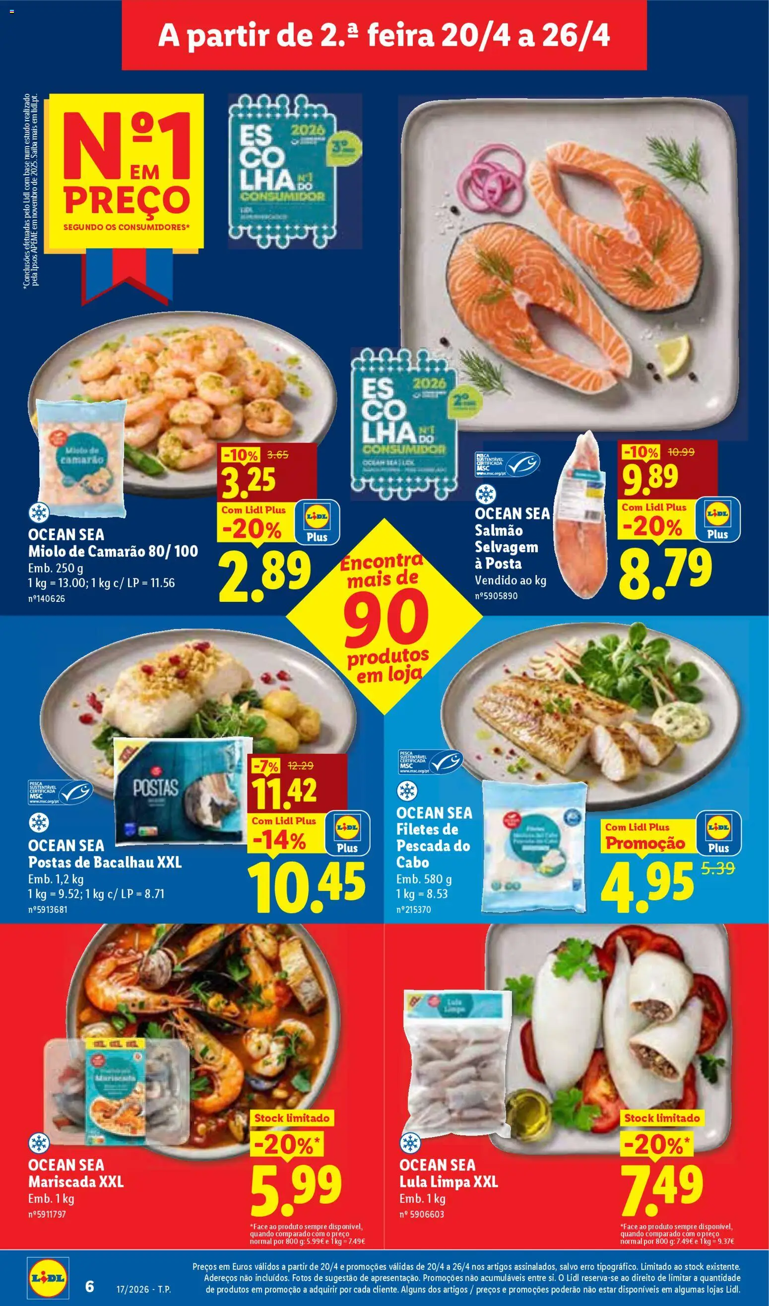 Lidl folheto │ válido de 20.04.2026 | Página: 6 | Produtos: Pescada, Camarão, Base, Salmão