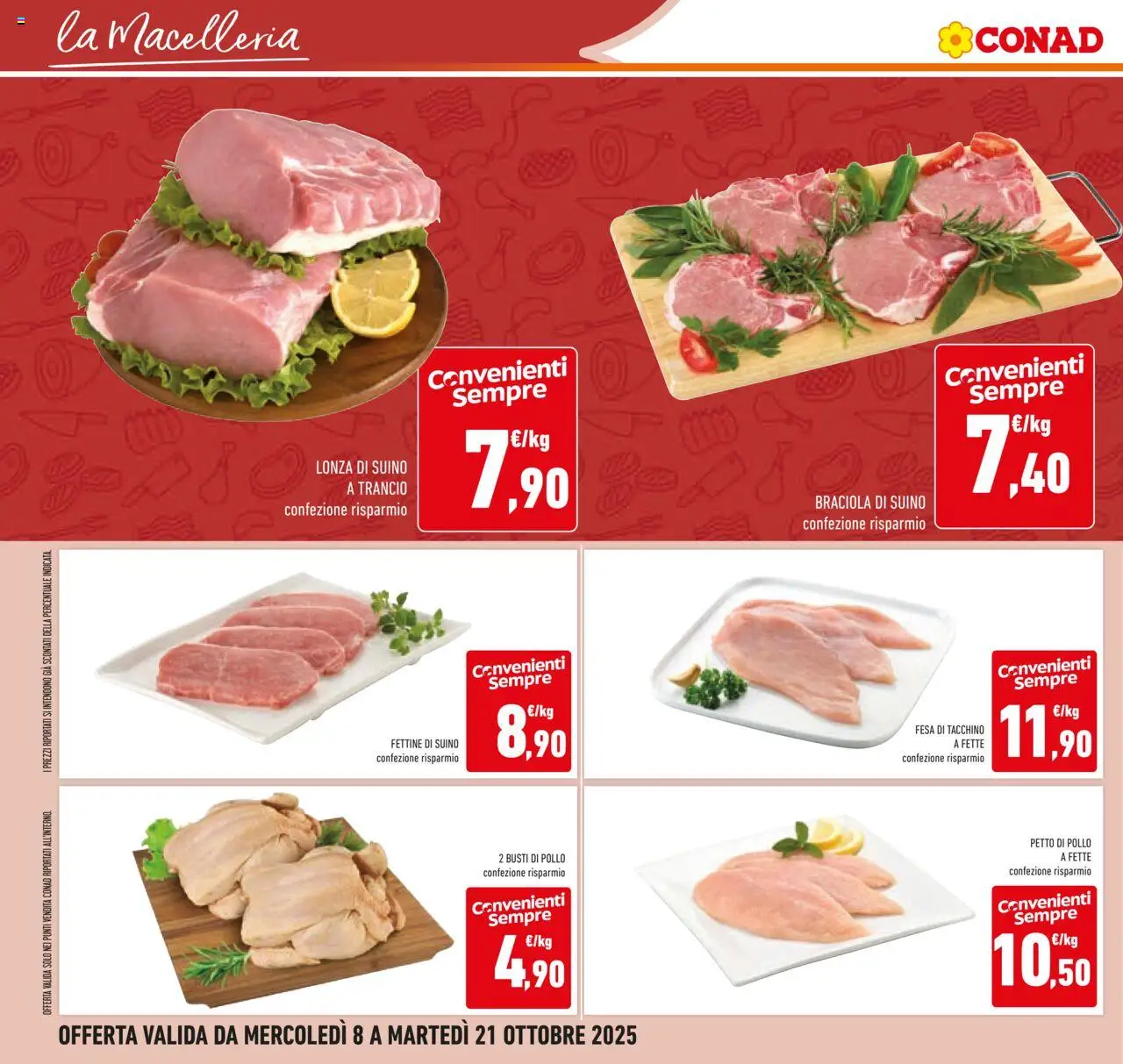 Volantino Conad del 08.10.2025 | Pagina: 18 | Prodotti: Petto di Pollo, Pollo, Suino, Tacchino