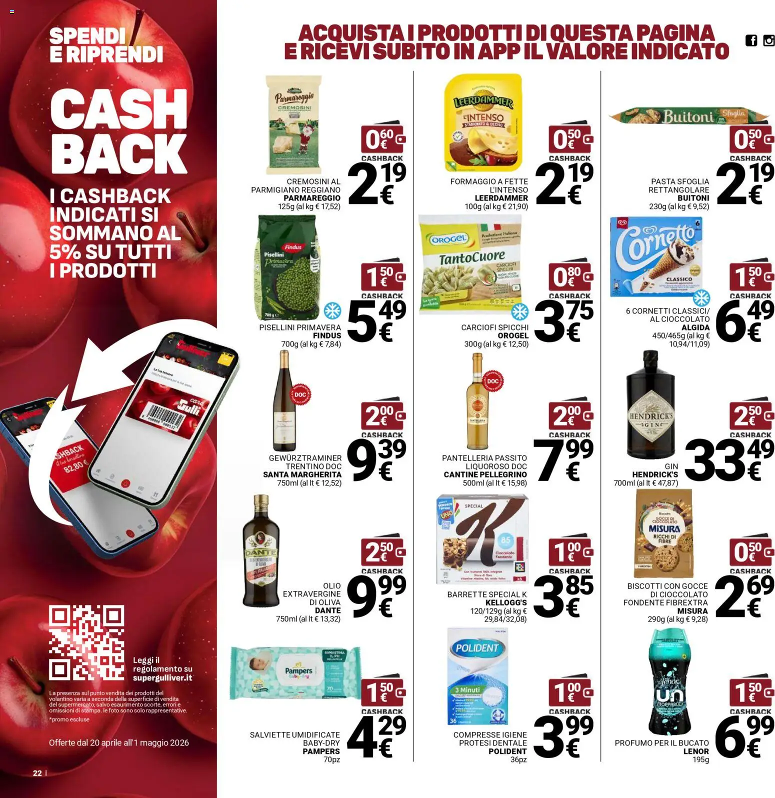 Volantino Gulliver del 20.04.2026 | Pagina: 22 | Prodotti: Formaggio, Carciofi, Parmigiano, Profumo