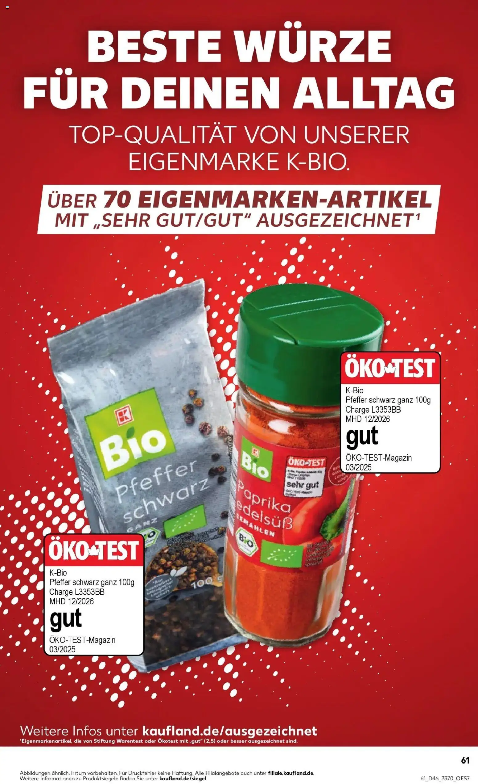 Kaufland prospekt Bergen Auf Rügen	 – gültig ab 13.11.2025 | Seite: 61 | Produkte: Paprika, Pfeffer