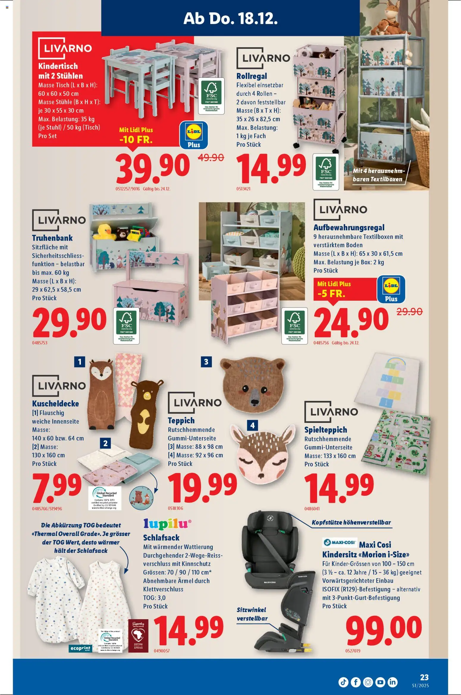 Lidl Aktionen – gültig ab 18.12.2025 | Seite: 23 | Produkte: Overall, Stuhl, Box, Schlafsack