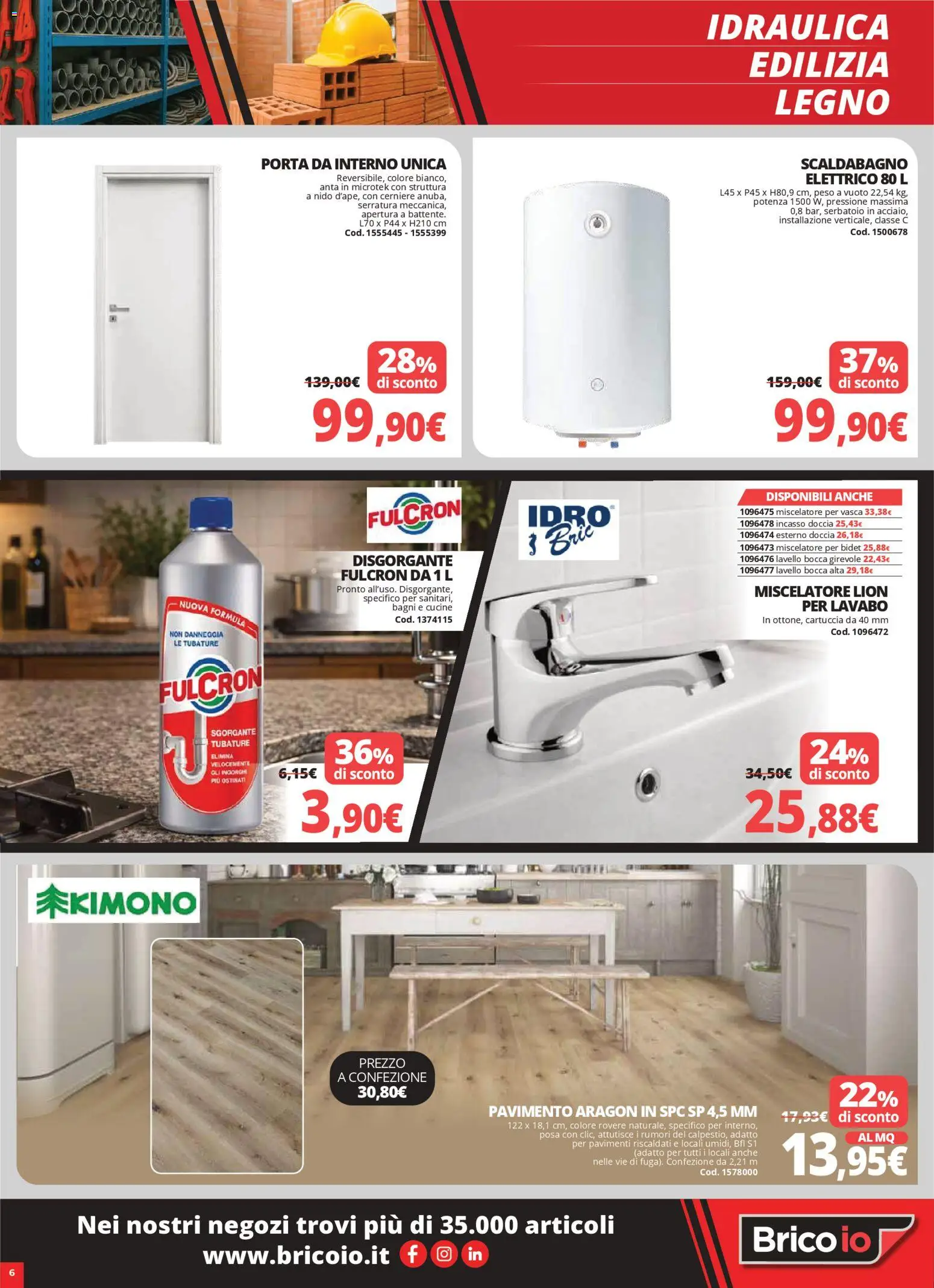 Volantino Brico io del 08.01.2026 | Pagina: 6 | Prodotti: Cucine, Pavimento, Lavello, Doccia