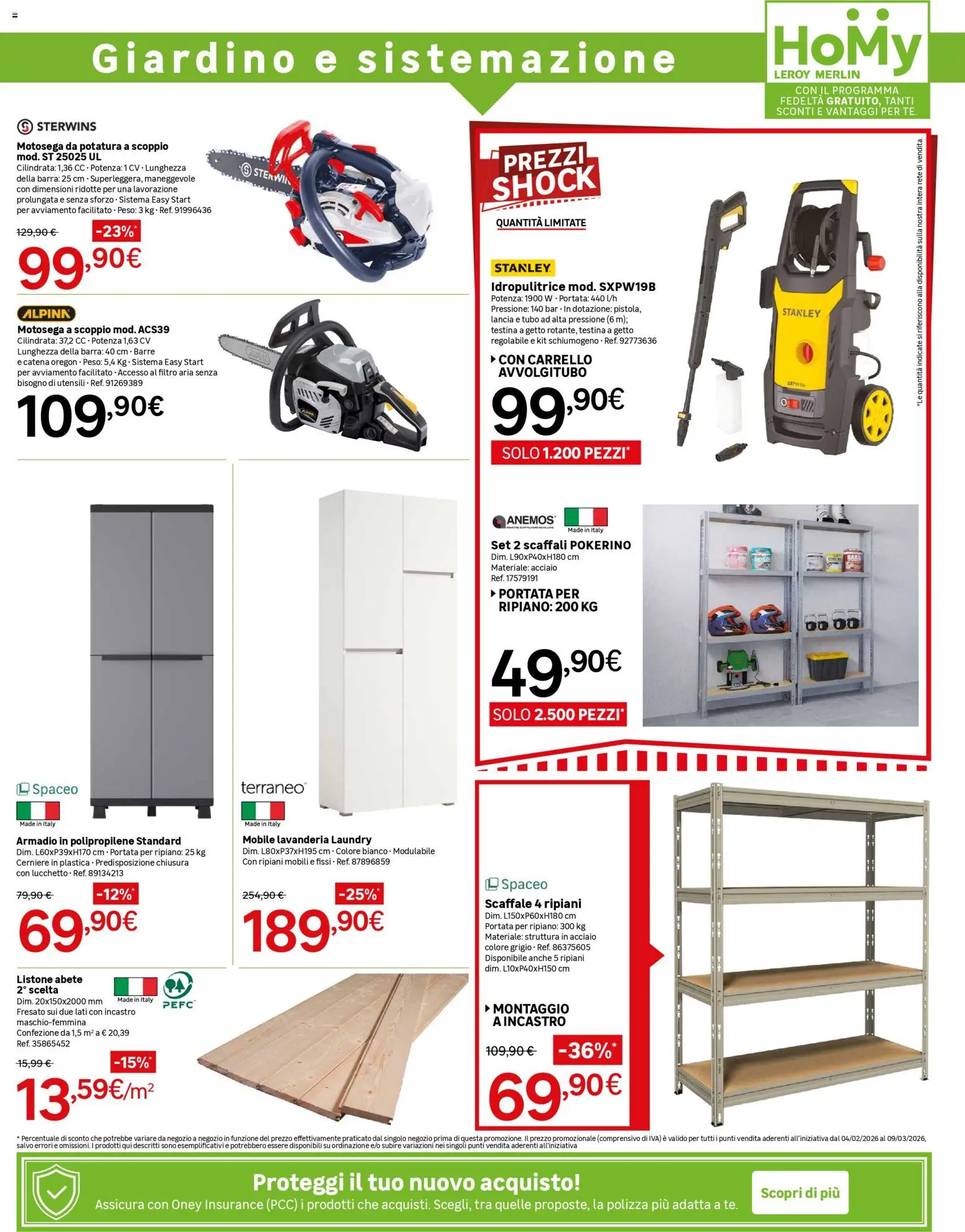 Volantino Leroy Merlin del 04.02.2026 | Pagina: 11 | Prodotti: Tubo, Carrello, Motosega, Scaffale