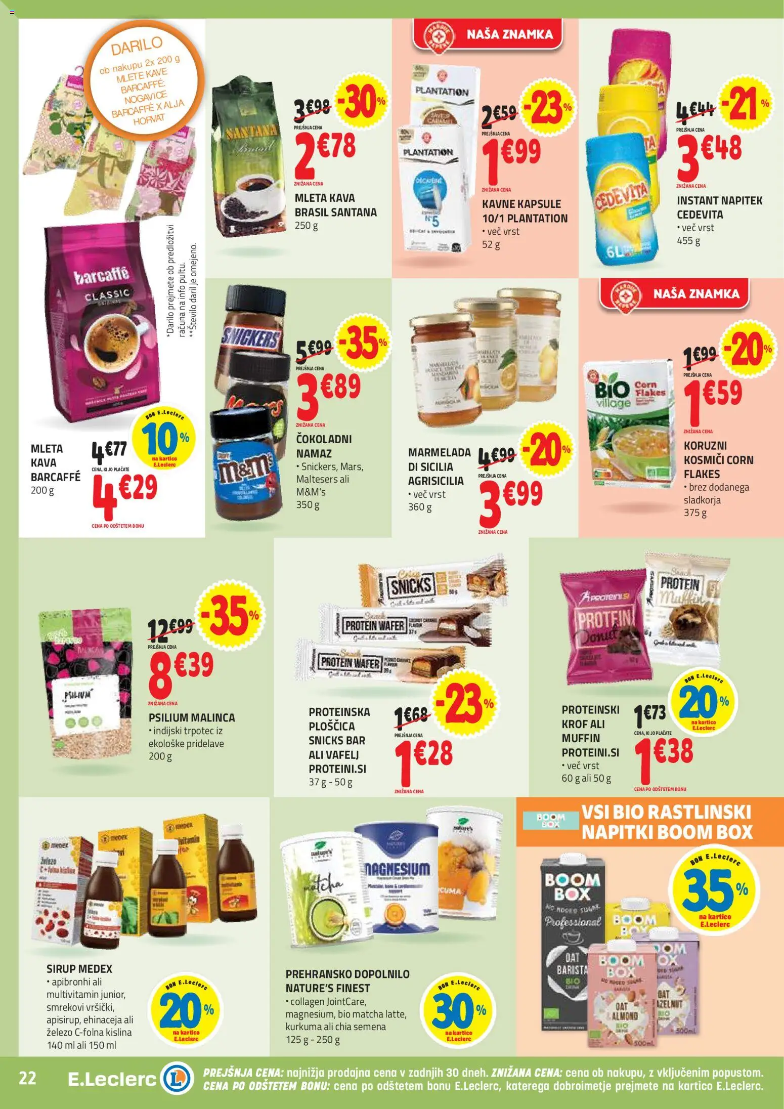 Novi E.leclerc katalog ponudbe – veljaven od 05.11.2025 | Stran: 22 | Izdelki: Sirup, Namaz, Marmelada, Kava