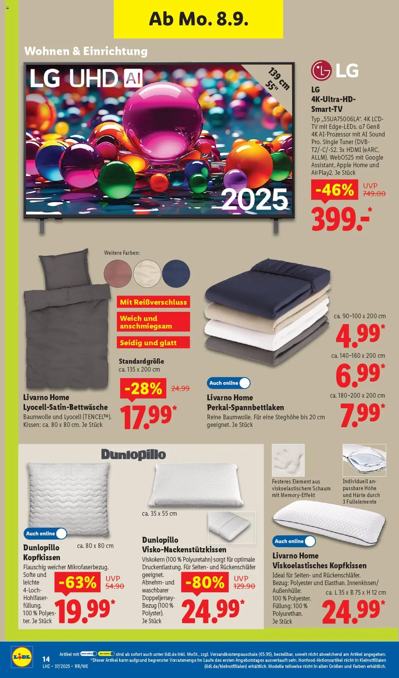 Lidl Prospekt Hilders 	 - gültig ab dem 08.09.2025 | Seite: 8 | Produkte: LG, Kissen, Kopfkissen, Apple