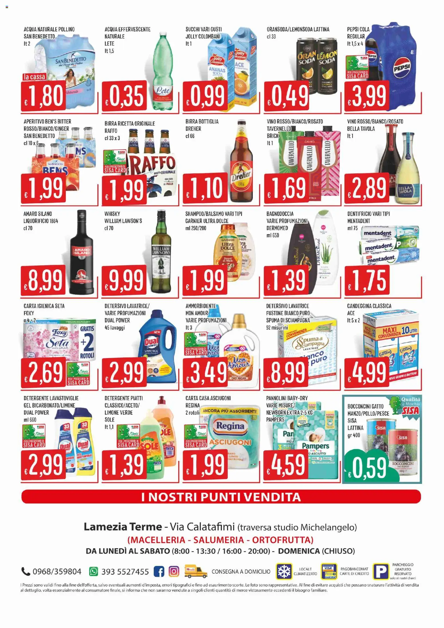 Volantino SISA del 16.04.2026 | Pagina: 4 | Prodotti: Ammorbidente, Detergente, Acqua naturale, Pepsi