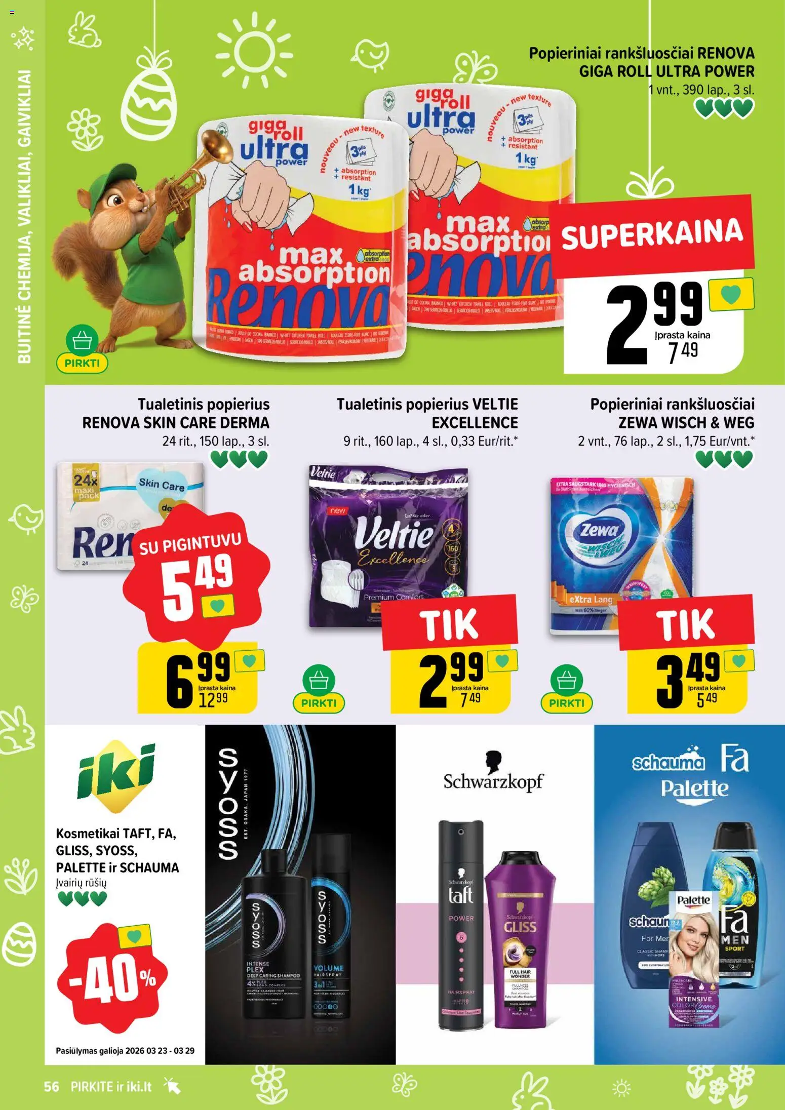 IKI akcijos nuo 23.03.2026 | Puslapis: 56 | Prekių: Tualetinis popierius