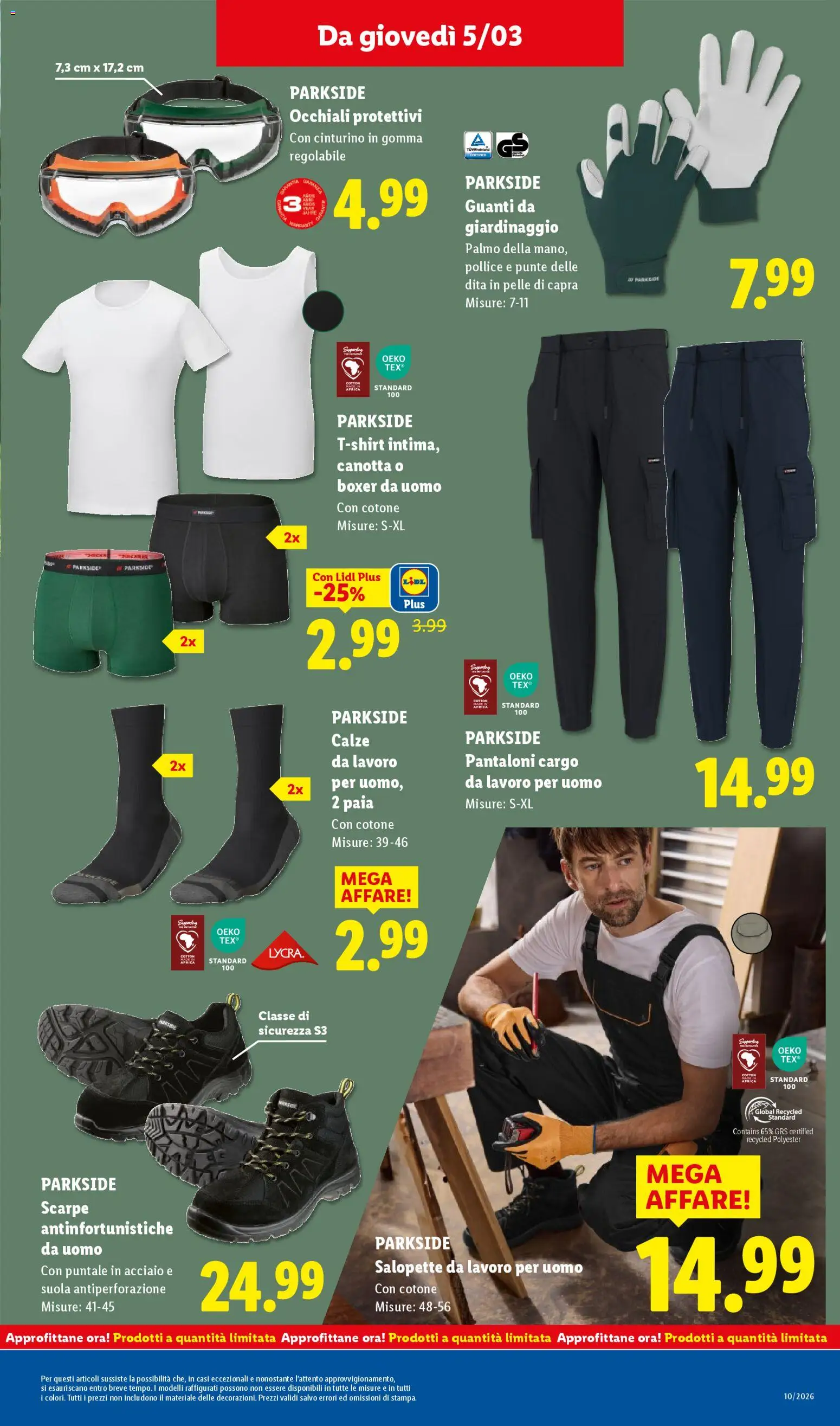 Volantino Lidl del 02.03.2026 | Pagina: 45 | Prodotti: Pantaloni, Guanti, T-shirt, Occhiali