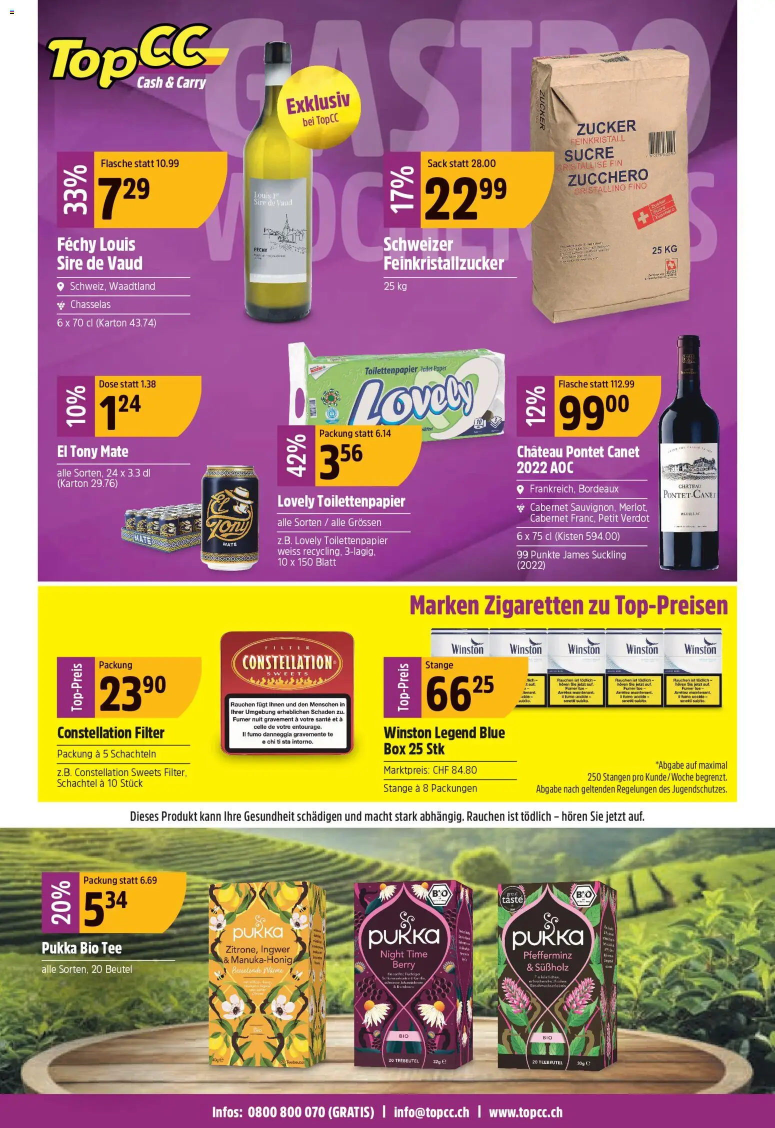 TopCC aktionen – gültig ab 20.04.2026 | Seite: 24 | Produkte: Box, Tee, Zucker, Toilettenpapier