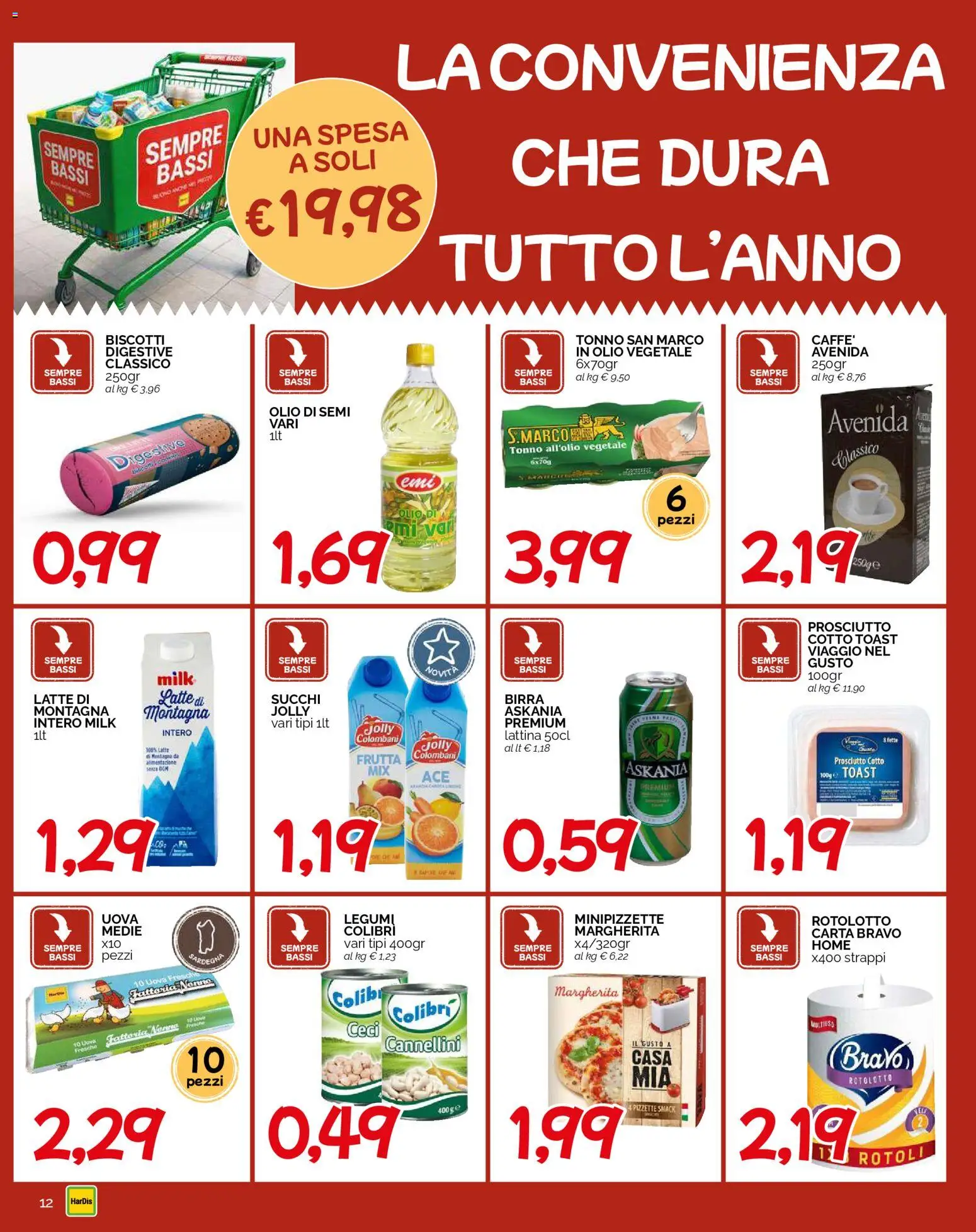 Volantino HarDis del 09.03.2026 | Pagina: 12 | Prodotti: Uova, Ceci, Olio, Prosciutto