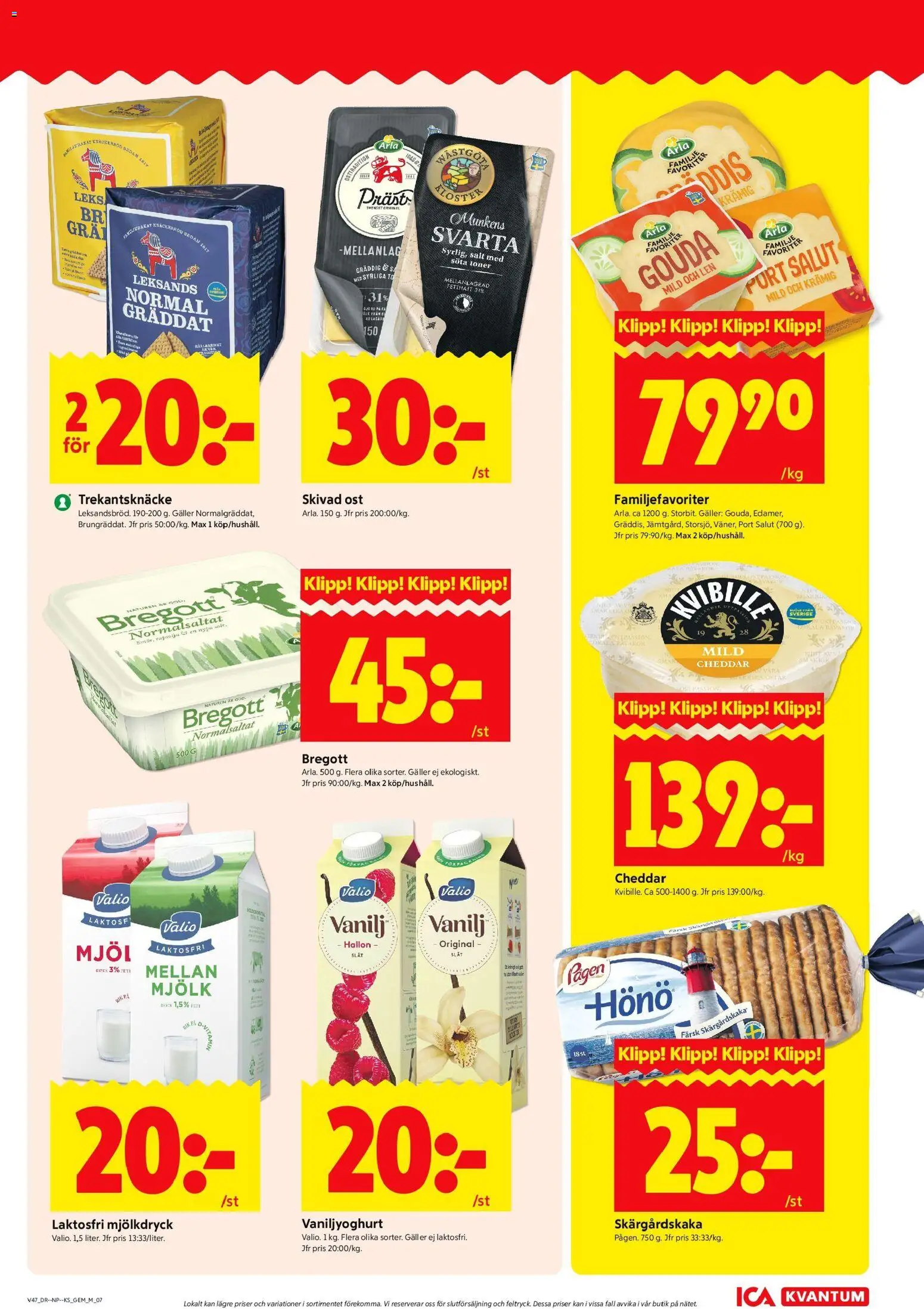 ICA Kvantum reklamblad aktuell från 17.11.2025 | Sida: 7 | Produkter: Salt, Bregott, Mjölk, Ost