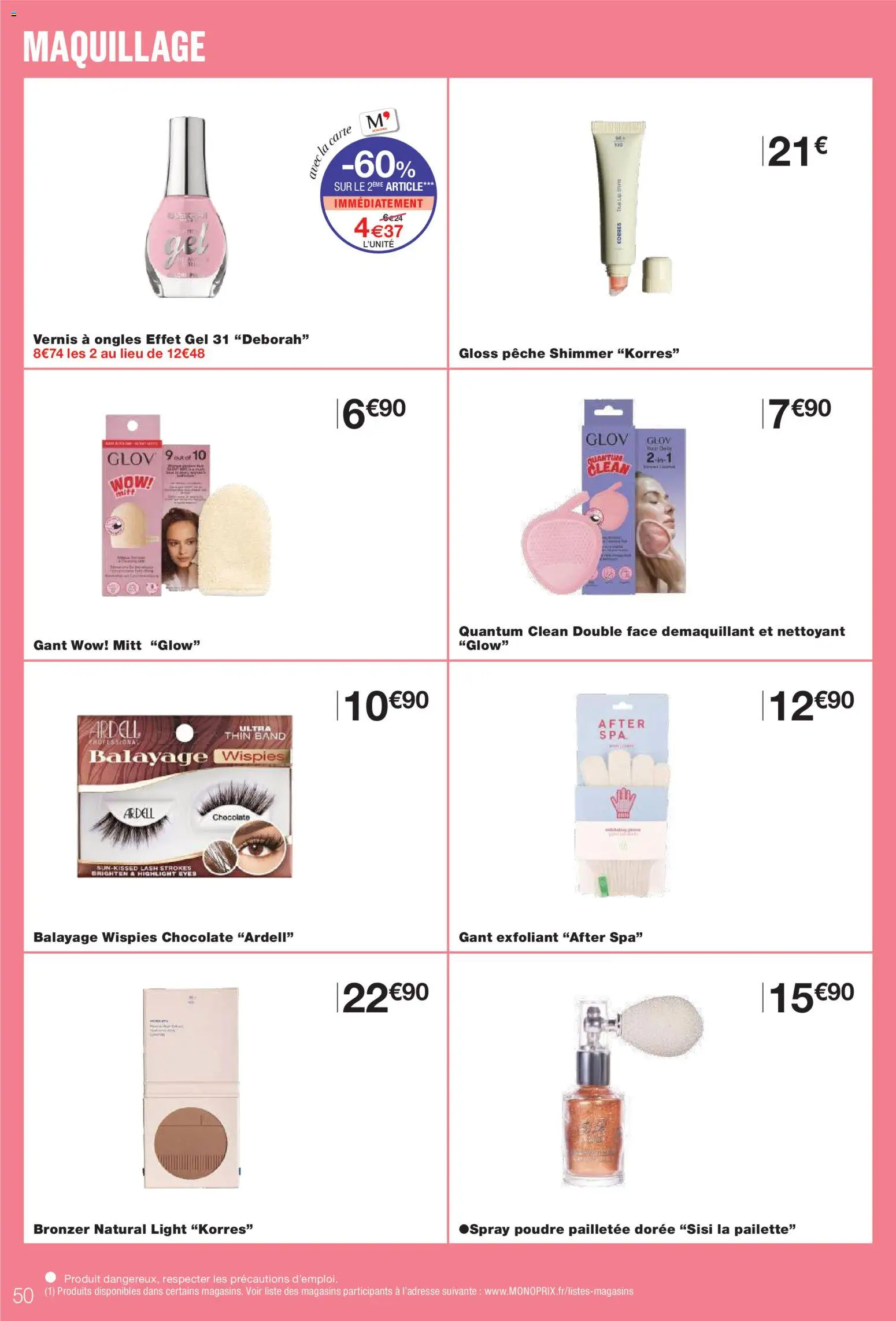 {H1} | Page: 50 | Produits: Gloss, Pêche, Exfoliant, Maquillage