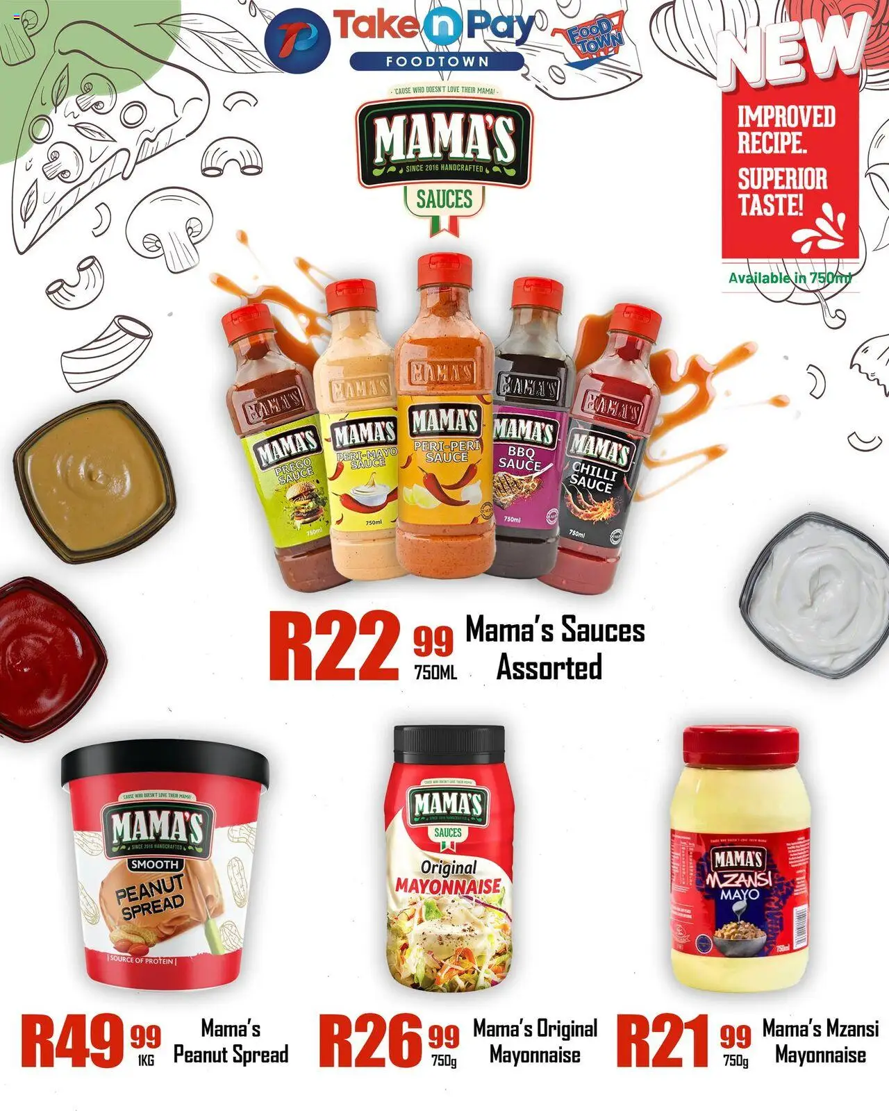 Take n Pay Mama’s Sauces & Spreads │ valid from 18.08.2025 | Page: 1 | Products: Detergente líquido, Mayonnaise, Sauce, Chilli