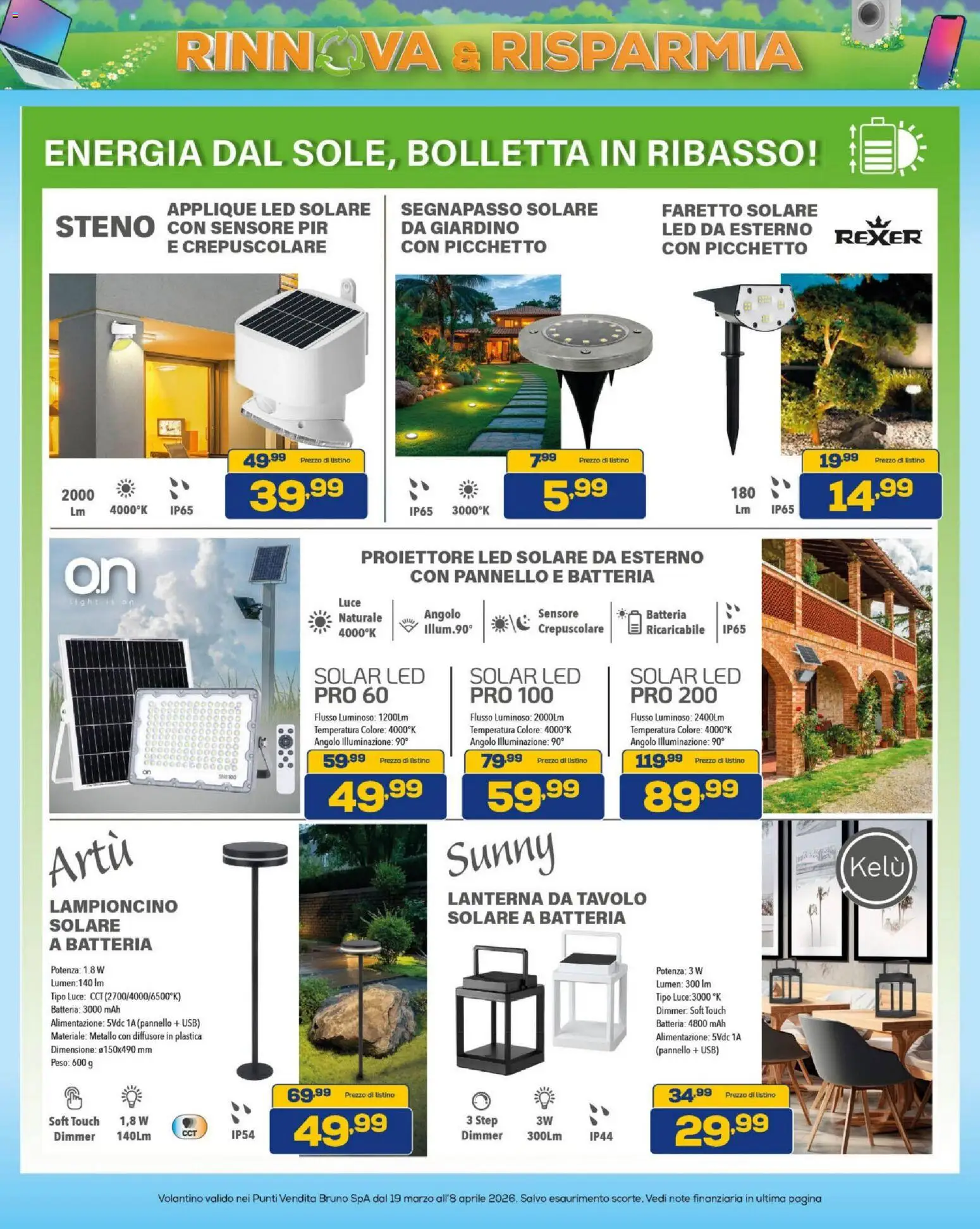 Volantino BRUNO del 19.03.2026 | Pagina: 40 | Prodotti: Faretto, Lanterna, Tavolo, Batteria