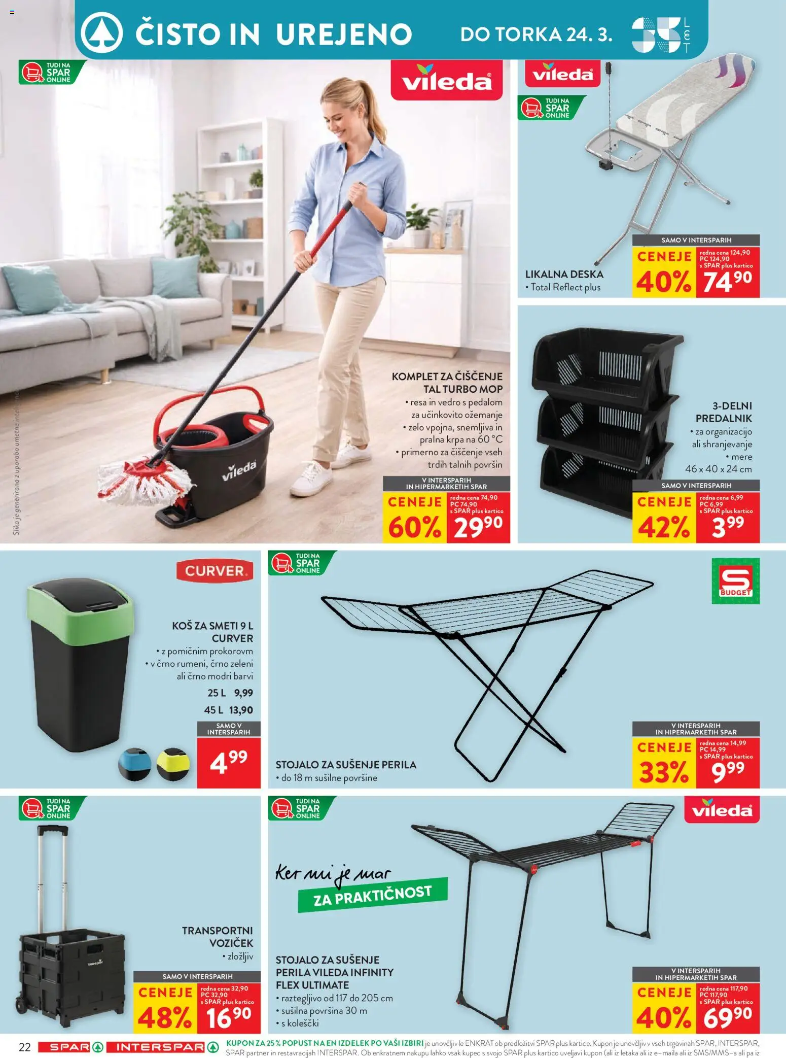 Novi Spar katalog ponudbe – veljaven od 11.03.2026 | Stran: 30 | Izdelki: Likalna deska, Predalnik, Kos, Vedro