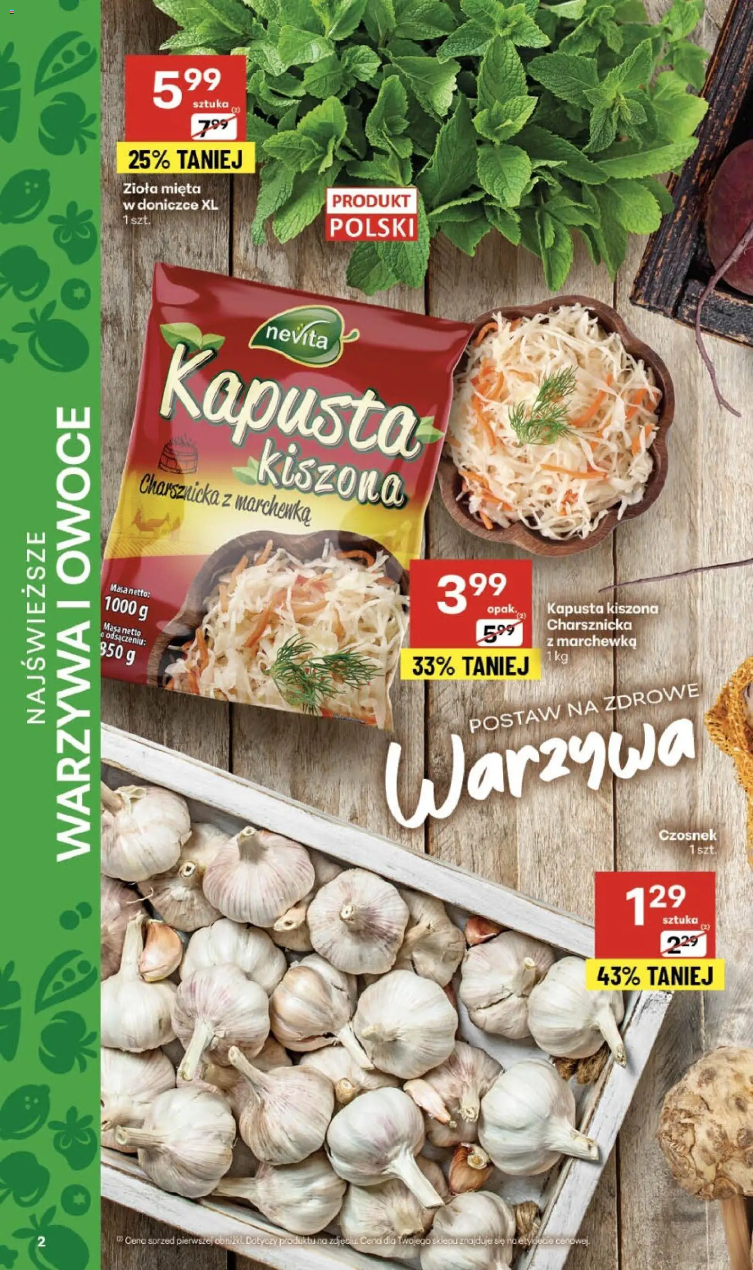 Delikatesy Centrum Gazetka od 30.10.2025 | Strona: 2 | Produkty: Czosnek, Kapusta, Mięta w doniczce, Marchewka