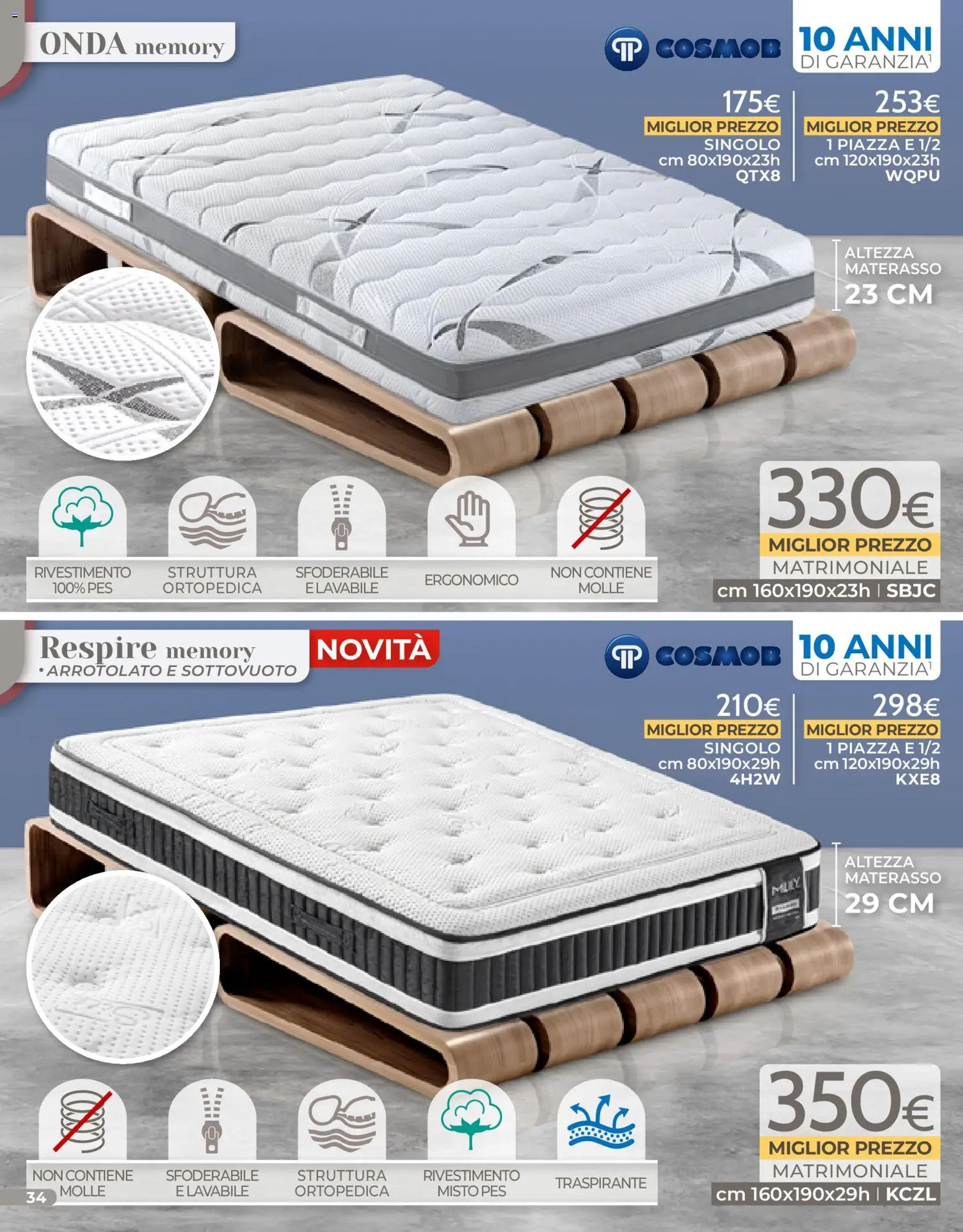 Volantino Mondo Convenienza del 04.01.2026 | Pagina: 34 | Prodotti: Materasso