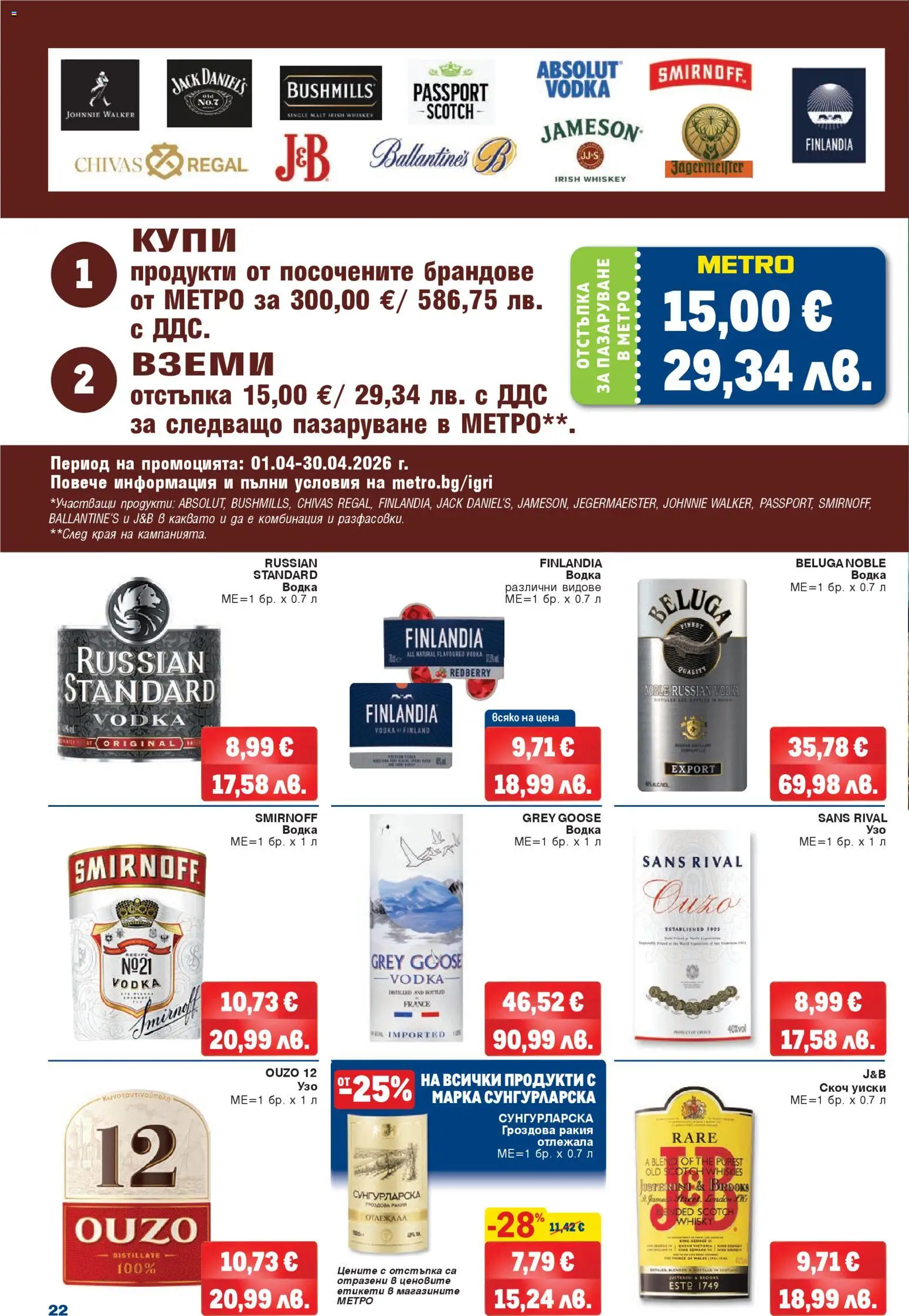 {H1} | Страница: 22 | Продукти: Водка, Уиски, Скоч уиски, Ракия