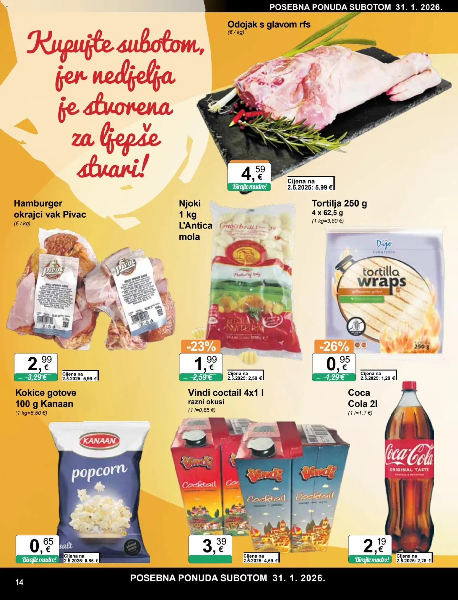 KTC katalog | vrijedi od 28.01.2026 | Stranica: 14 | Proizvodi: Odojak, Njoki, Kokice, Hamburger