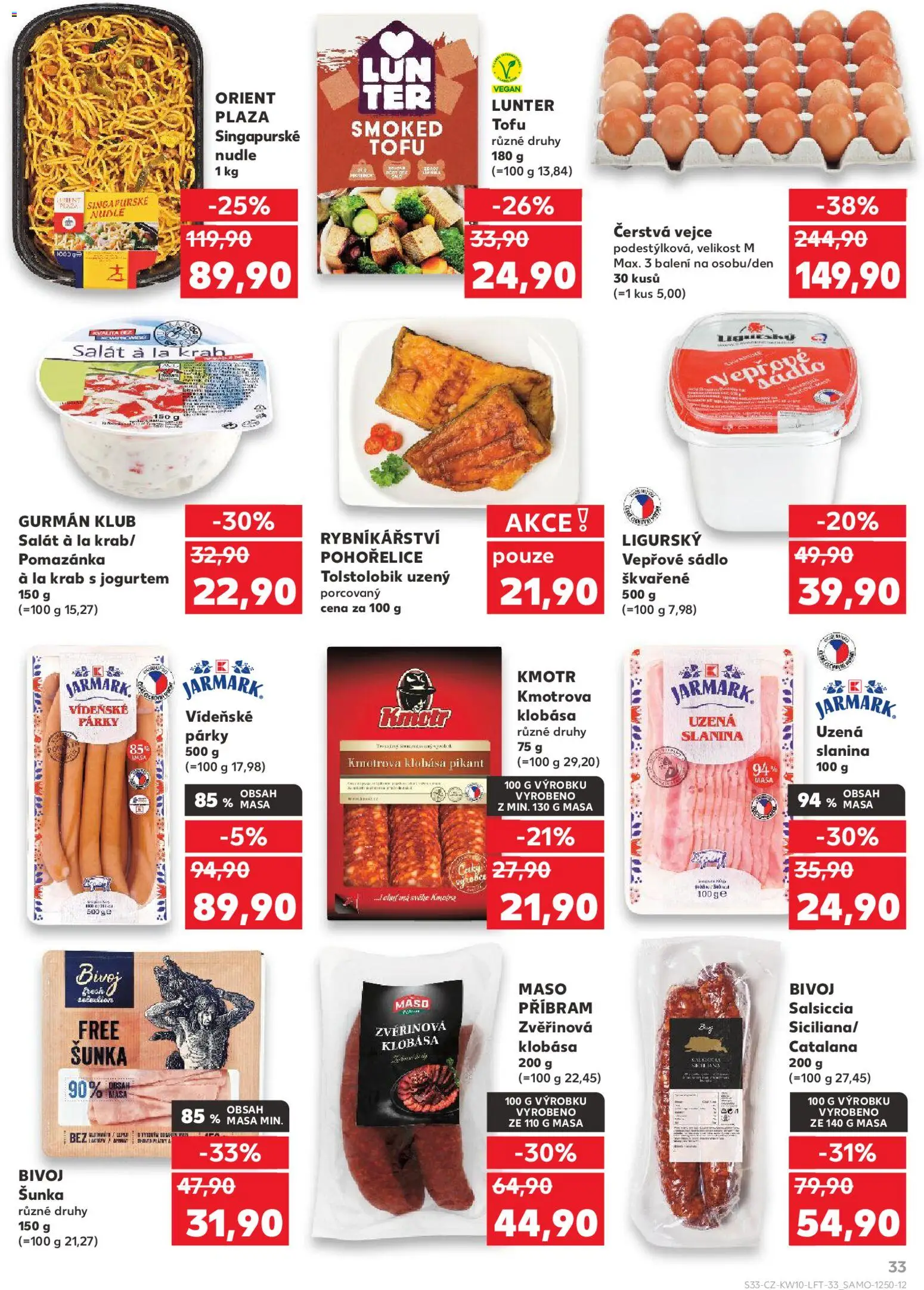 Kaufland leták od 04.03.2026 | Strana: 33 | Produkty: Vejce, Šunka, Párky, Salsiccia