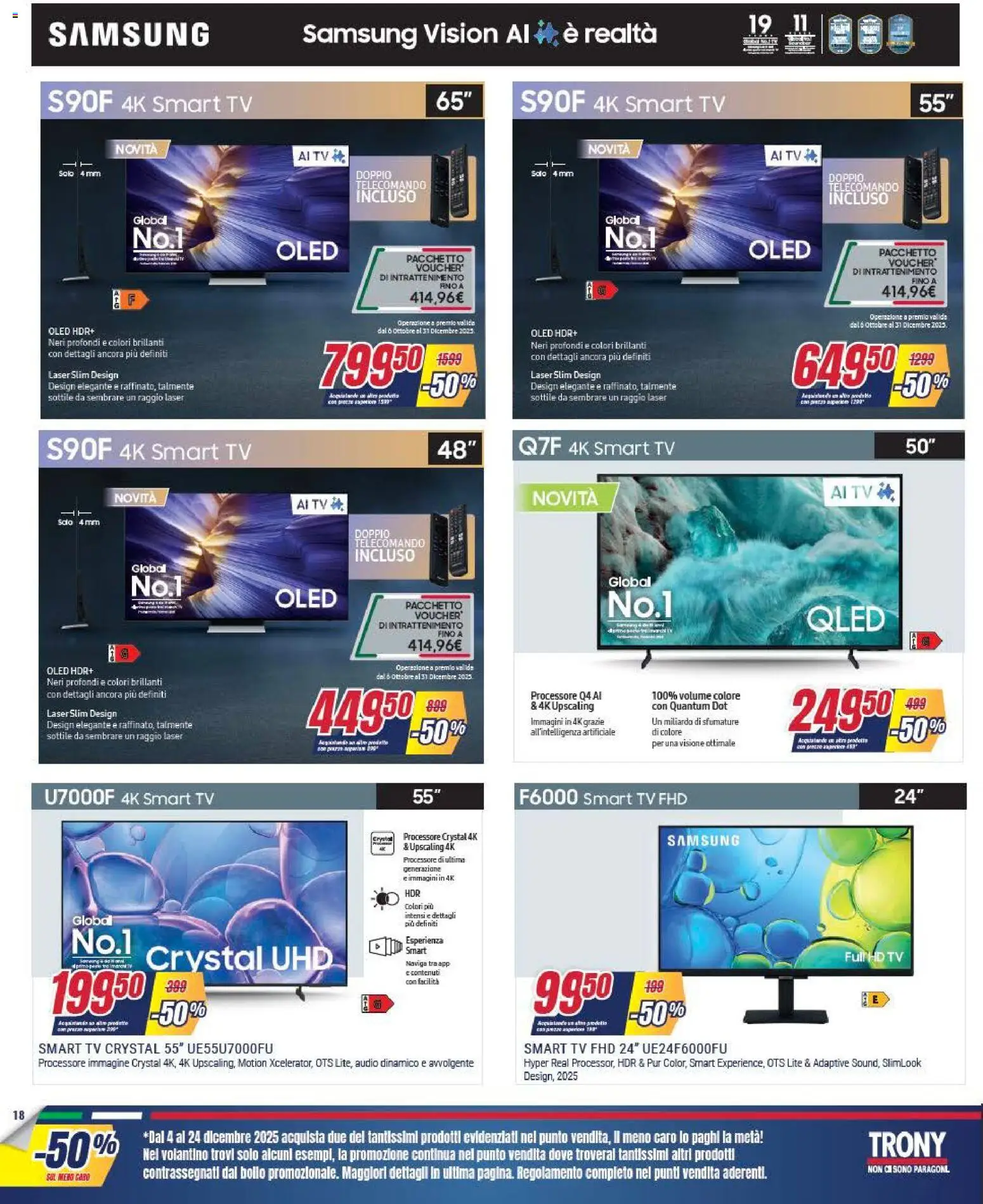 Volantino Trony del 04.12.2025 | Pagina: 18 | Prodotti: Telecomando, smart TV, TV, Samsung