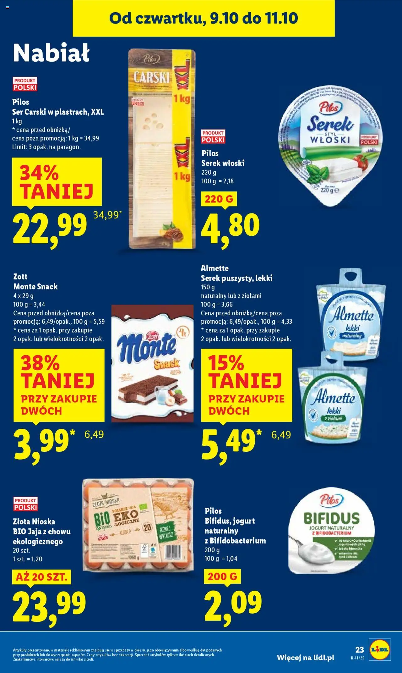 Lidl Gazetka od 09.10.2025 | Strona: 29 | Produkty: Serek, Jogurt naturalny, Jogurt, Jaja