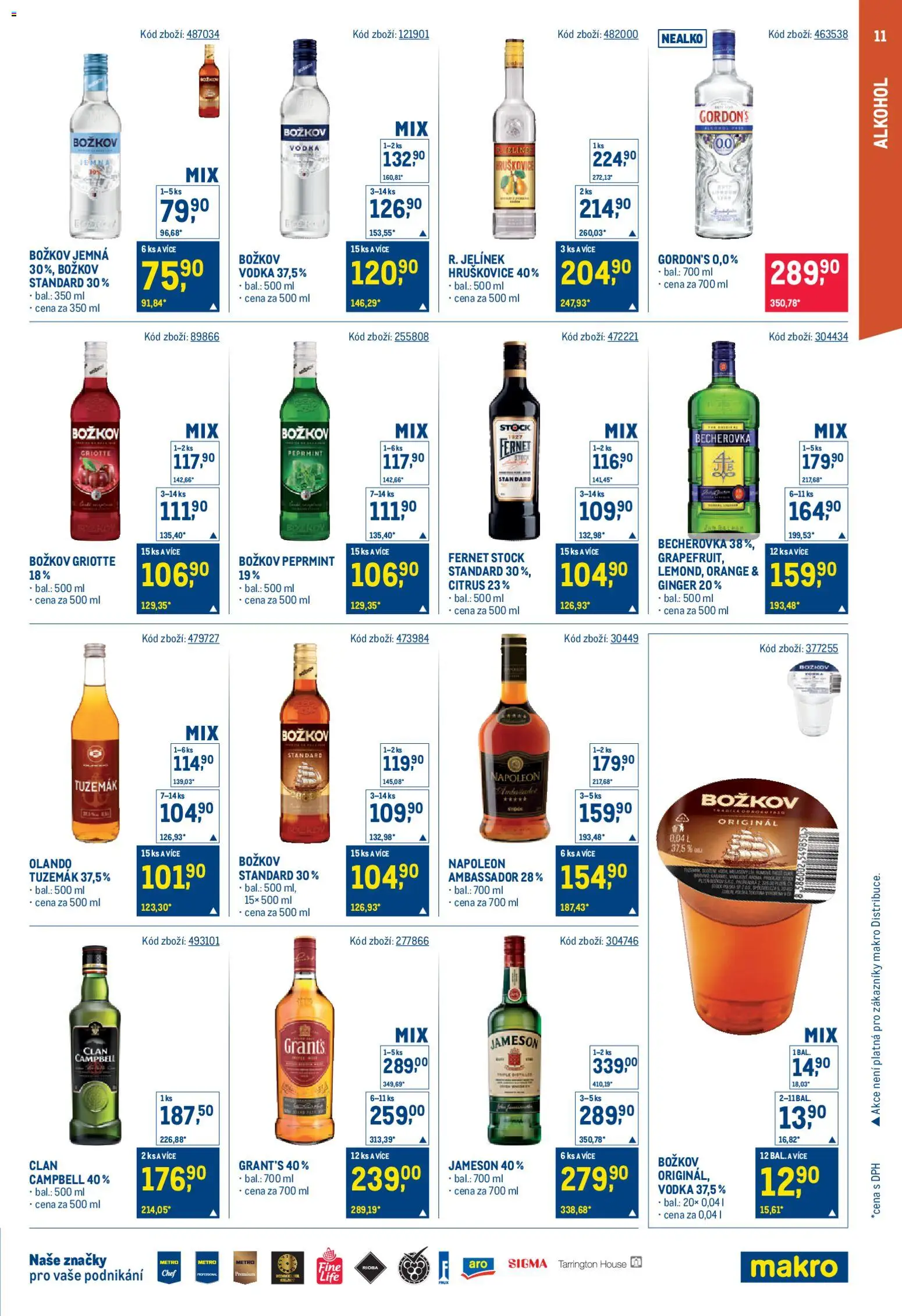 Makro leták - Maloobchod od 14.01.2026 | Strana: 11 | Produkty: Vodka, Božkov, Becherovka, Božkov Peprmint