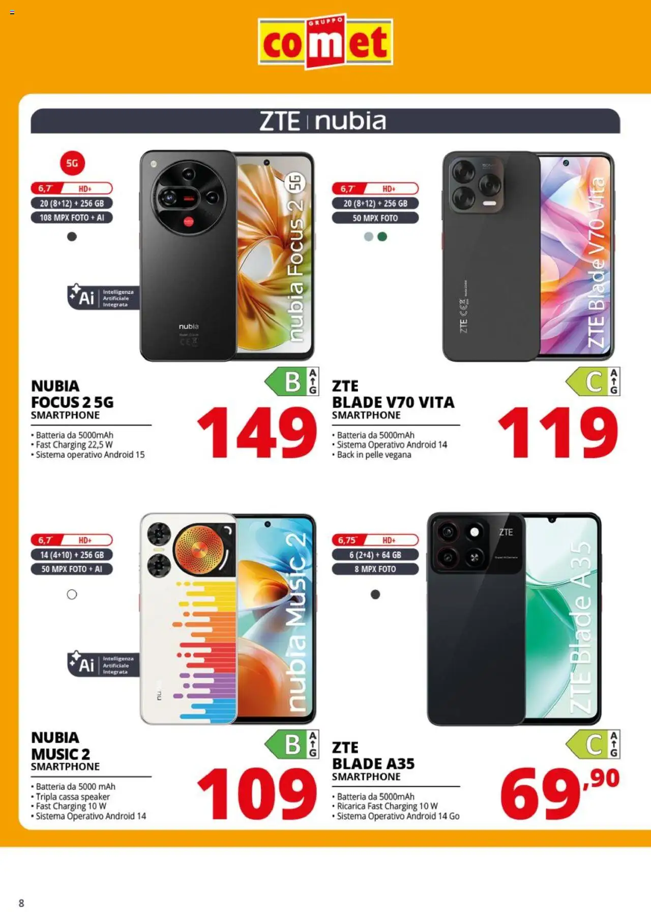 Volantino Comet del 05.08.2025 | Pagina: 8 | Prodotti: Smartphone, Speaker, Batteria