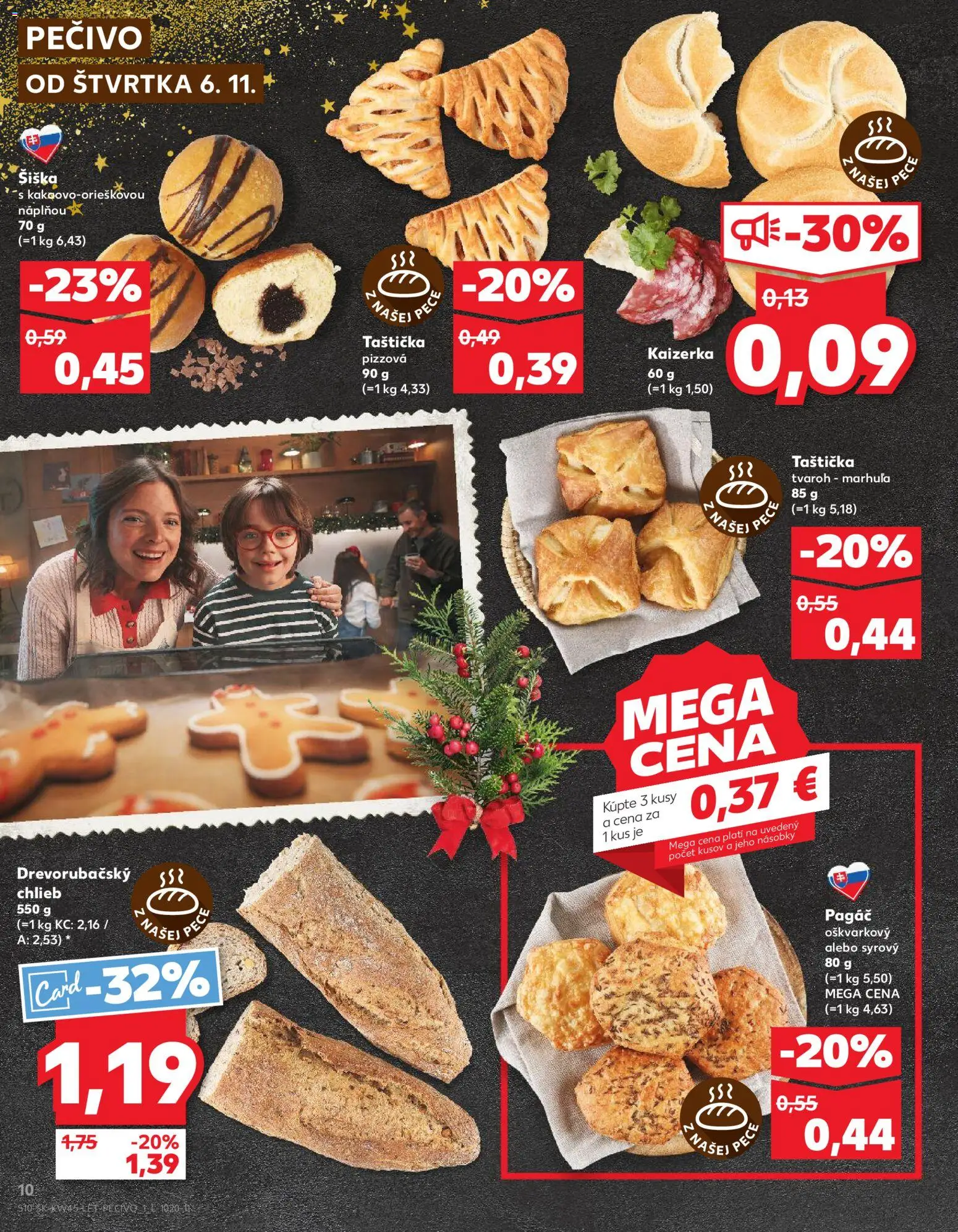 Nové Kaufland akcie – leták je platný od 06.11.2025 | Strana: 10 | Produkty: Chlieb, Tvaroh