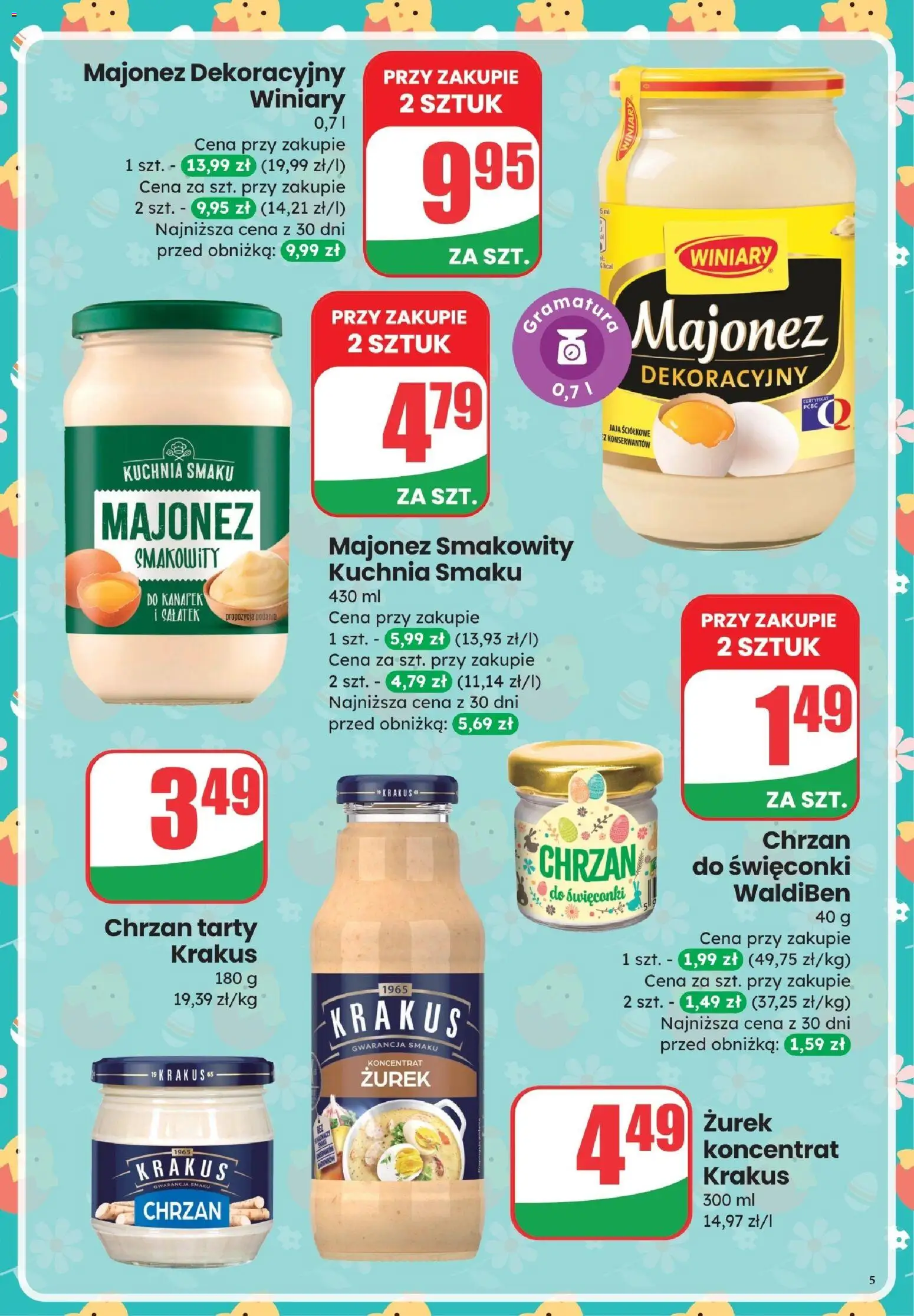 Dino gazetka - Słodka Wielkanoc od 25.03.2026 | Strona: 5 | Produkty: Zurek, Chrzan, Majonez, Jaja