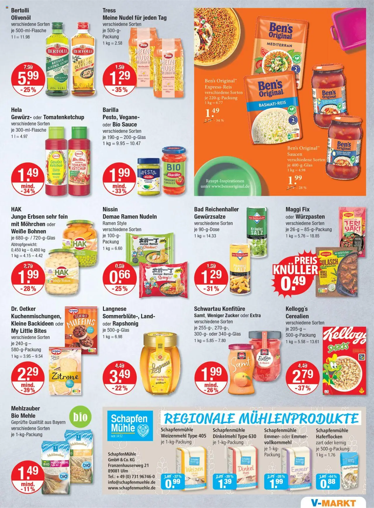 V-Markt - /Oberbayern - gültig ab dem 28.08.2025 | Seite: 7 | Produkte: Langnese, Mehl, Kellogg's, Nudeln