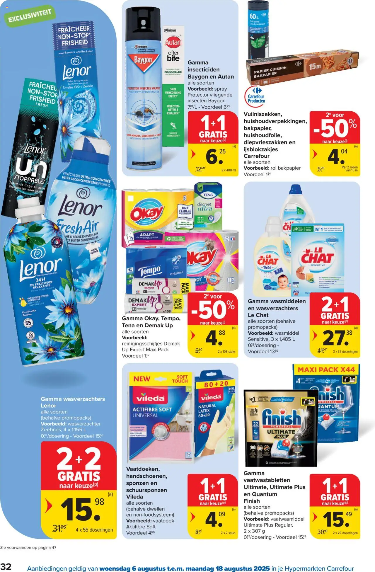  | Pagina: 32 | Producten: Papier, Wasmiddel, Wasverzachter, Vaatwasmiddel