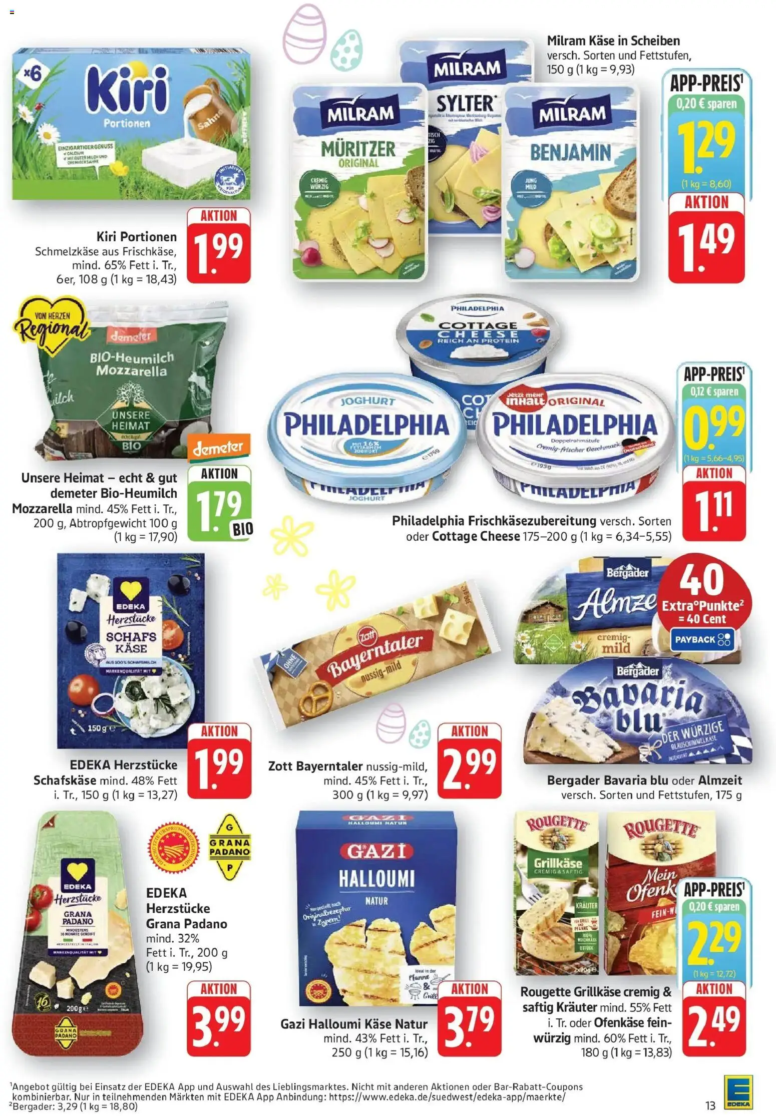 Edeka prospekt Geislingen	 – gültig ab 30.03.2026 | Seite: 13 | Produkte: Tisch, Philadelphia, Mozzarella, Sahne