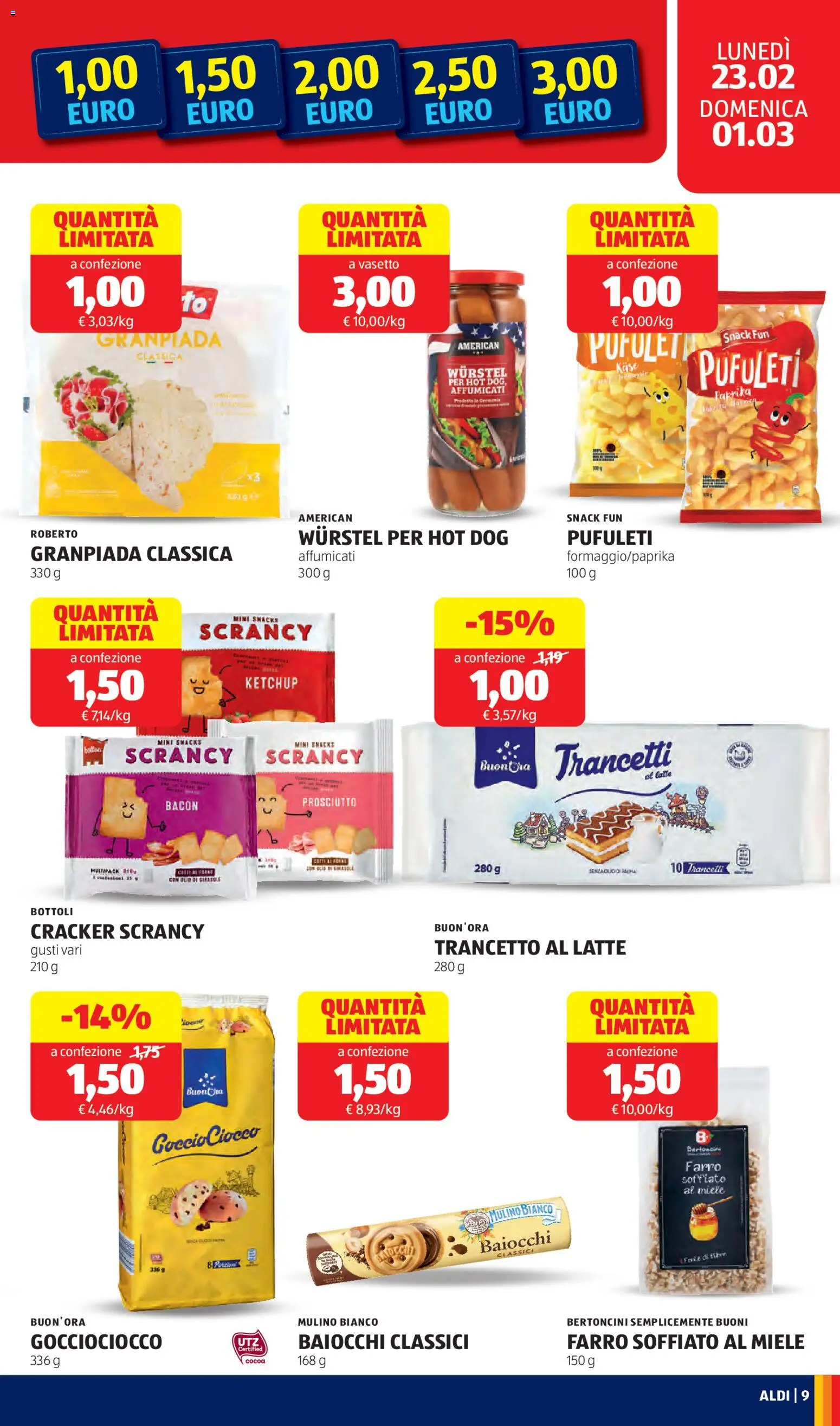Volantino Aldi del 23.02.2026 | Pagina: 9 | Prodotti: Ketchup, Latte, Wurstel, Miele