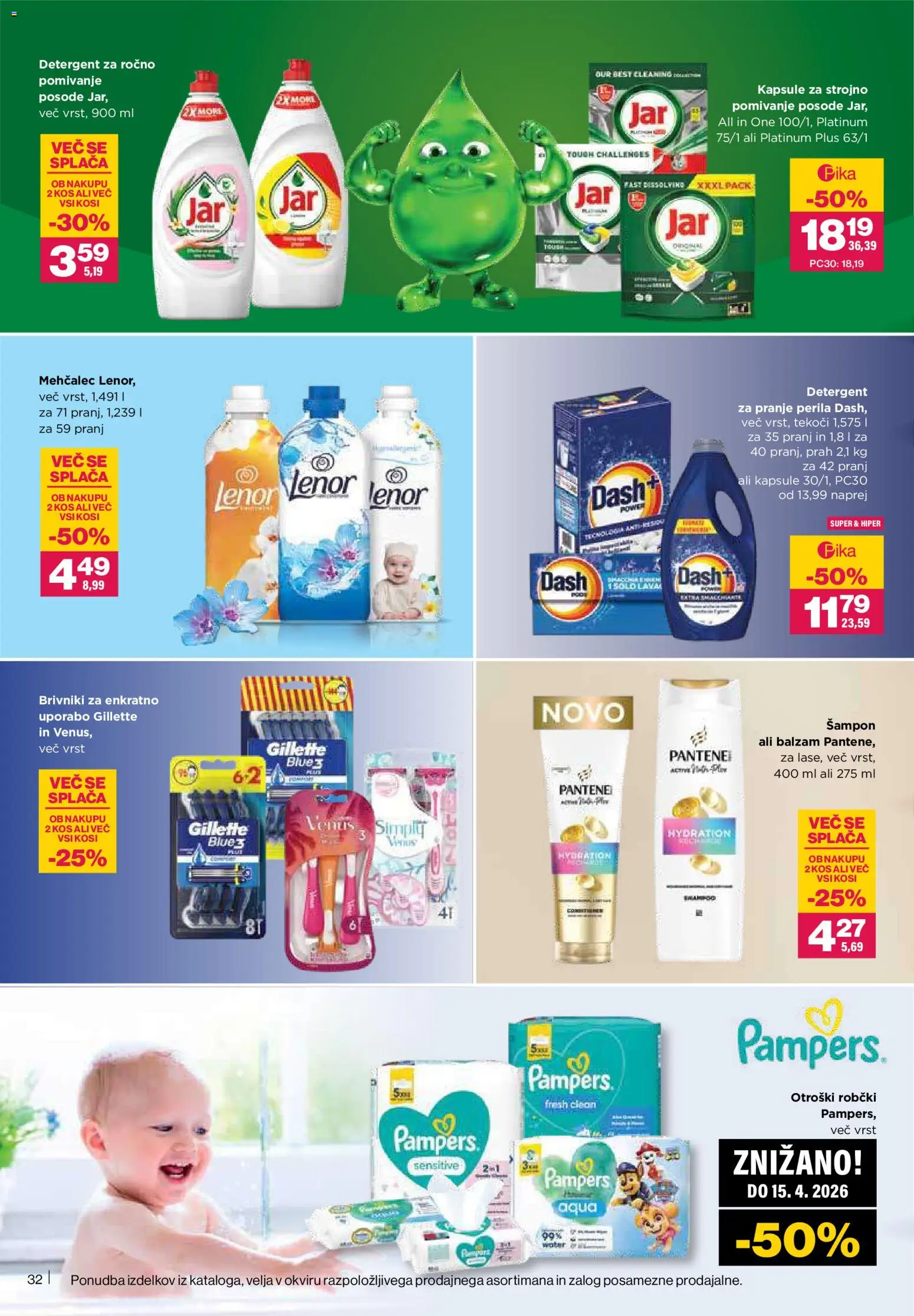 Novi Mercator katalog ponudbe – veljaven od 29.01.2026 | Stran: 32 | Izdelki: Mehčalec, Robčki, Kos, Sampon