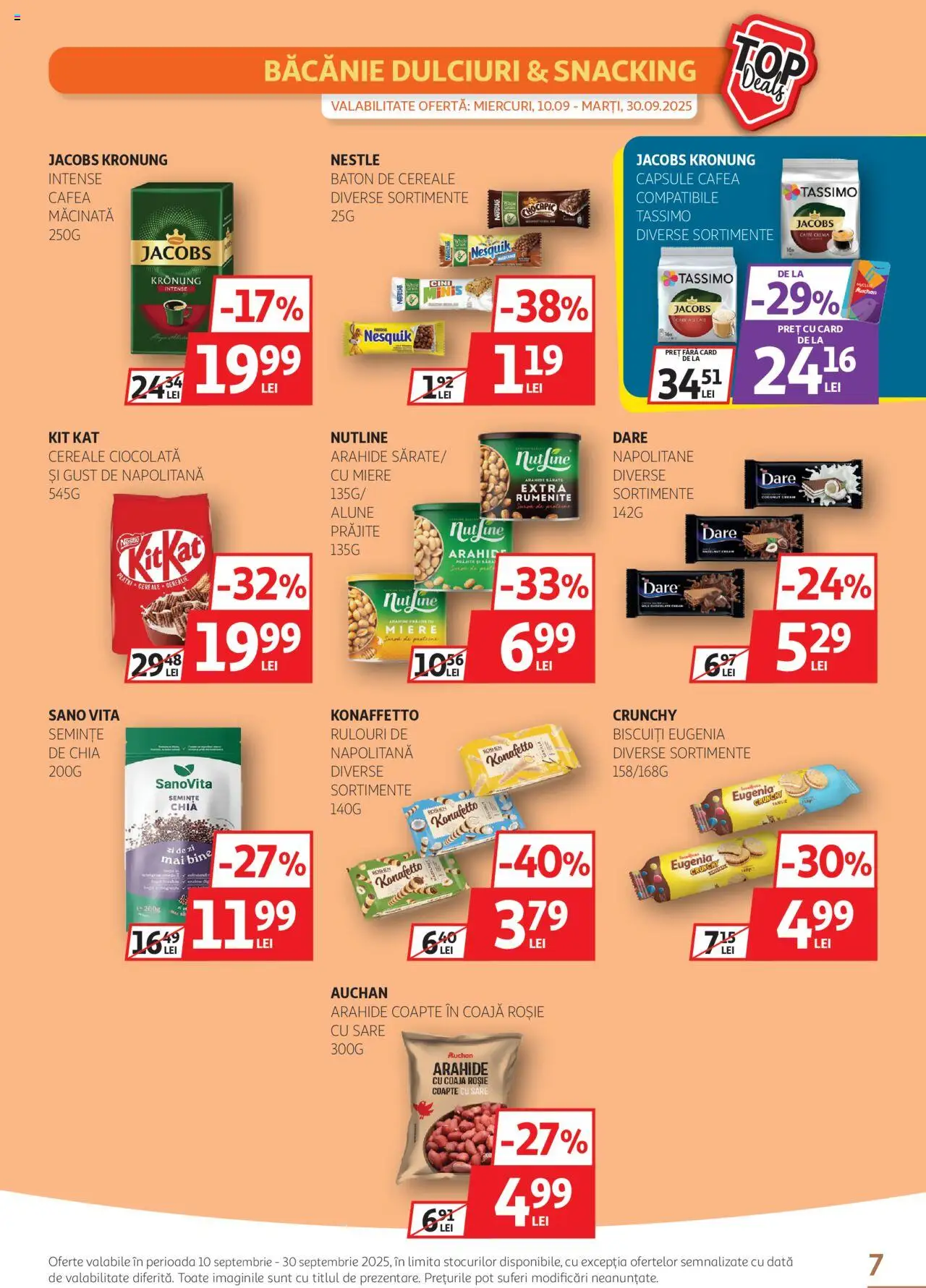 Noul catalog Auchan – valabil de la 10.09.2025 | Pagină: 7 | Produse: Arahide, Semințe, Napolitane, Sare