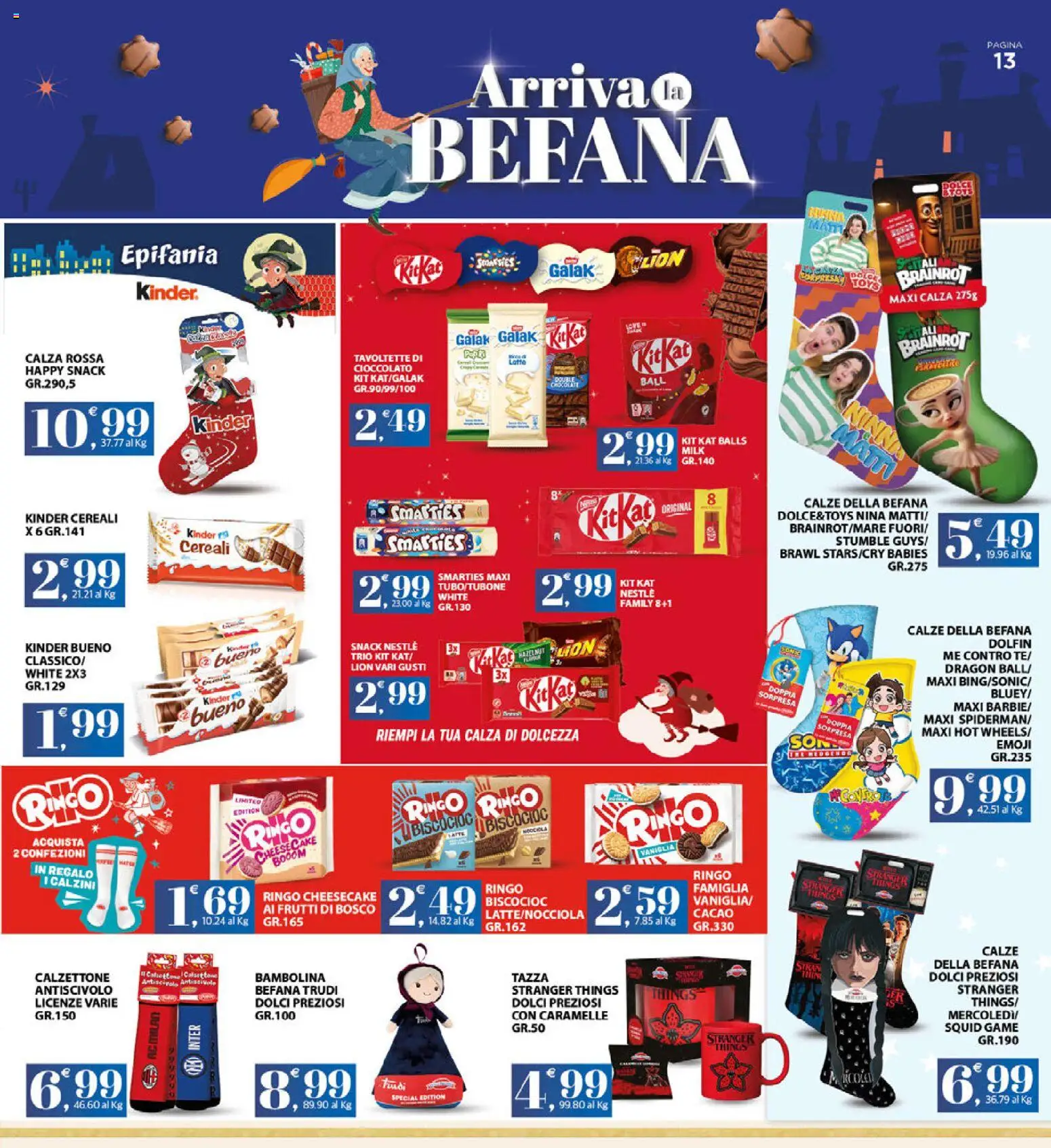 Volantino Eurospar del 29.12.2025 | Pagina: 13 | Prodotti: Cioccolato, Caramelle, Cereali, Calzini