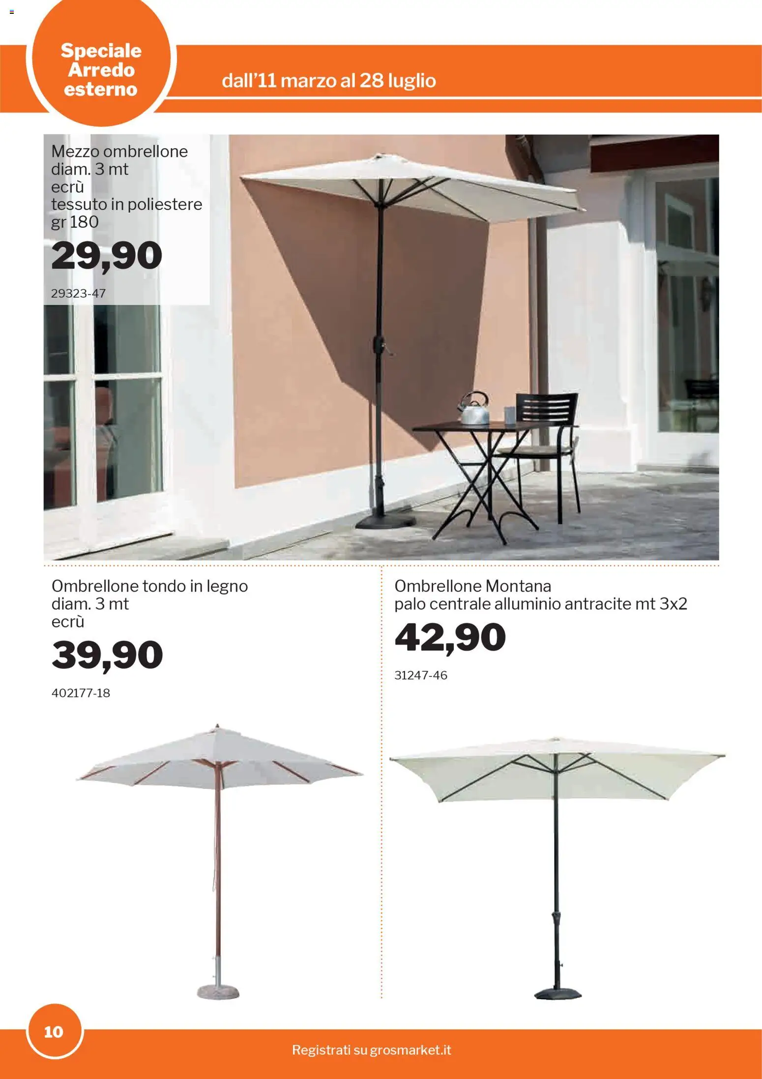 Volantino Sogegross del 11.03.2026 | Pagina: 10 | Prodotti: Ombrellone, Alluminio